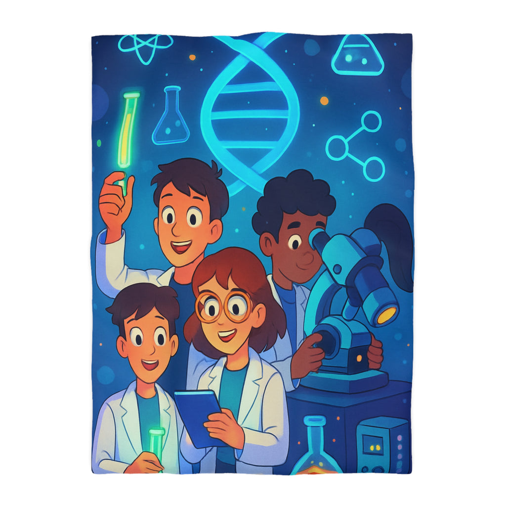 Housse de couette science fun pour enfants avec motifs ADN et chimie amusante