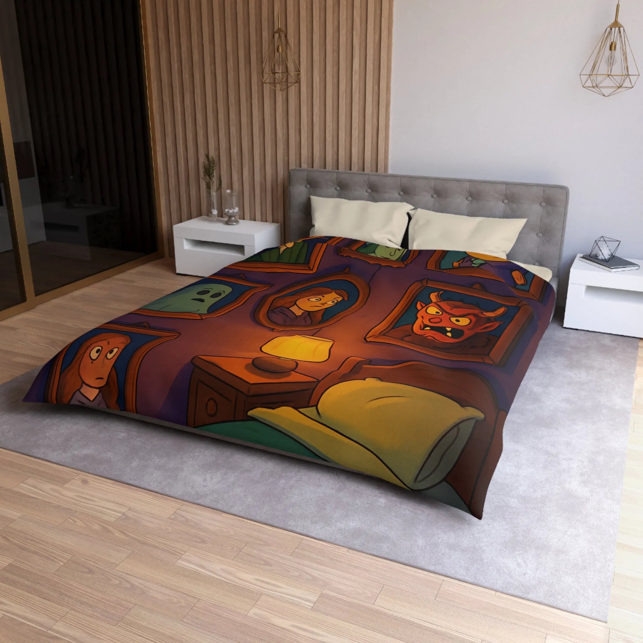 Housse de couette chambre fantaisie avec portraits enchanteurs pour une ambiance mystérieuse et magique