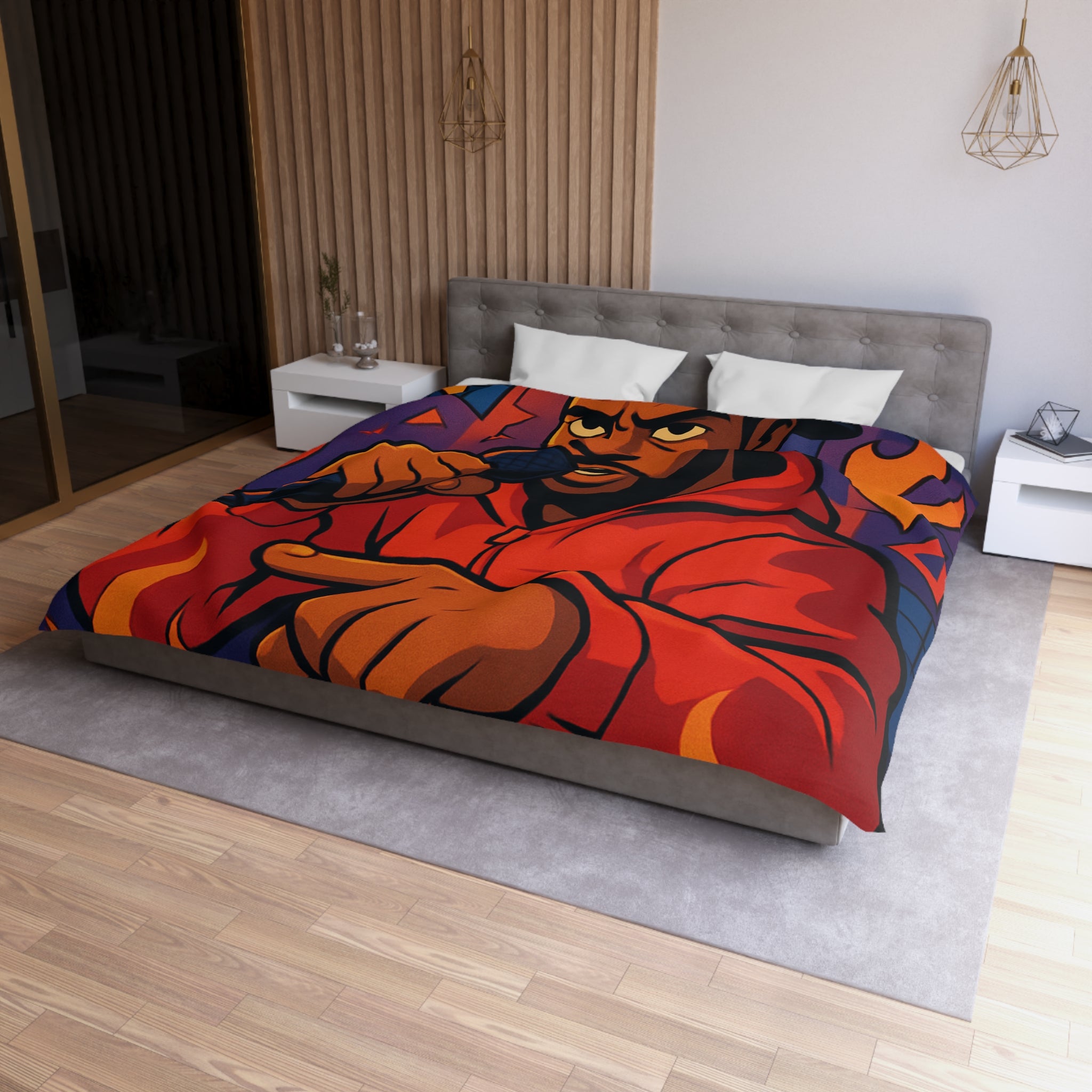 Housse de Couette Microfibre Motif Créatif Original Style Contemporain Chambre Élégante