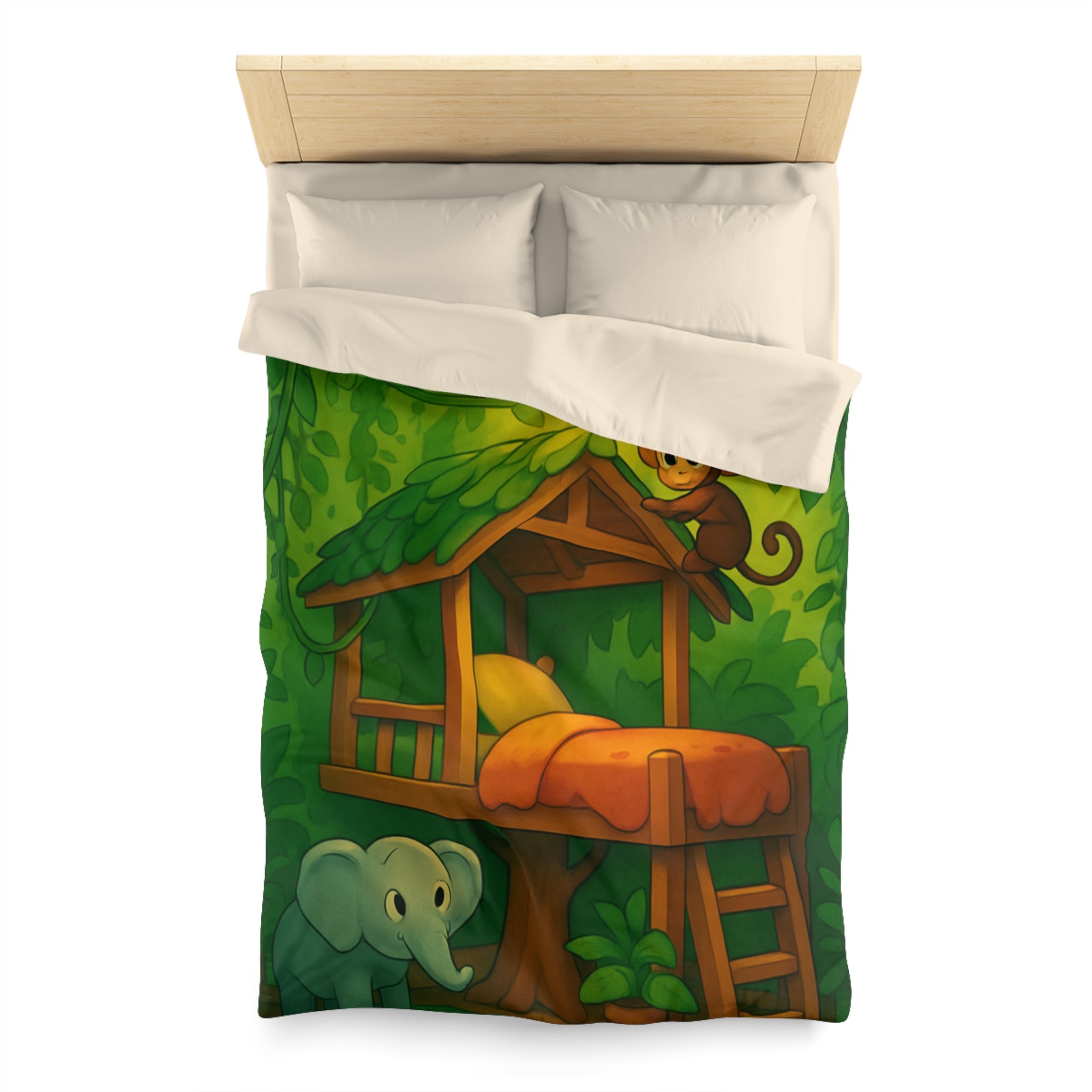 Jolie housse de couette avec animaux de la jungle pour chambre d'enfant colorée