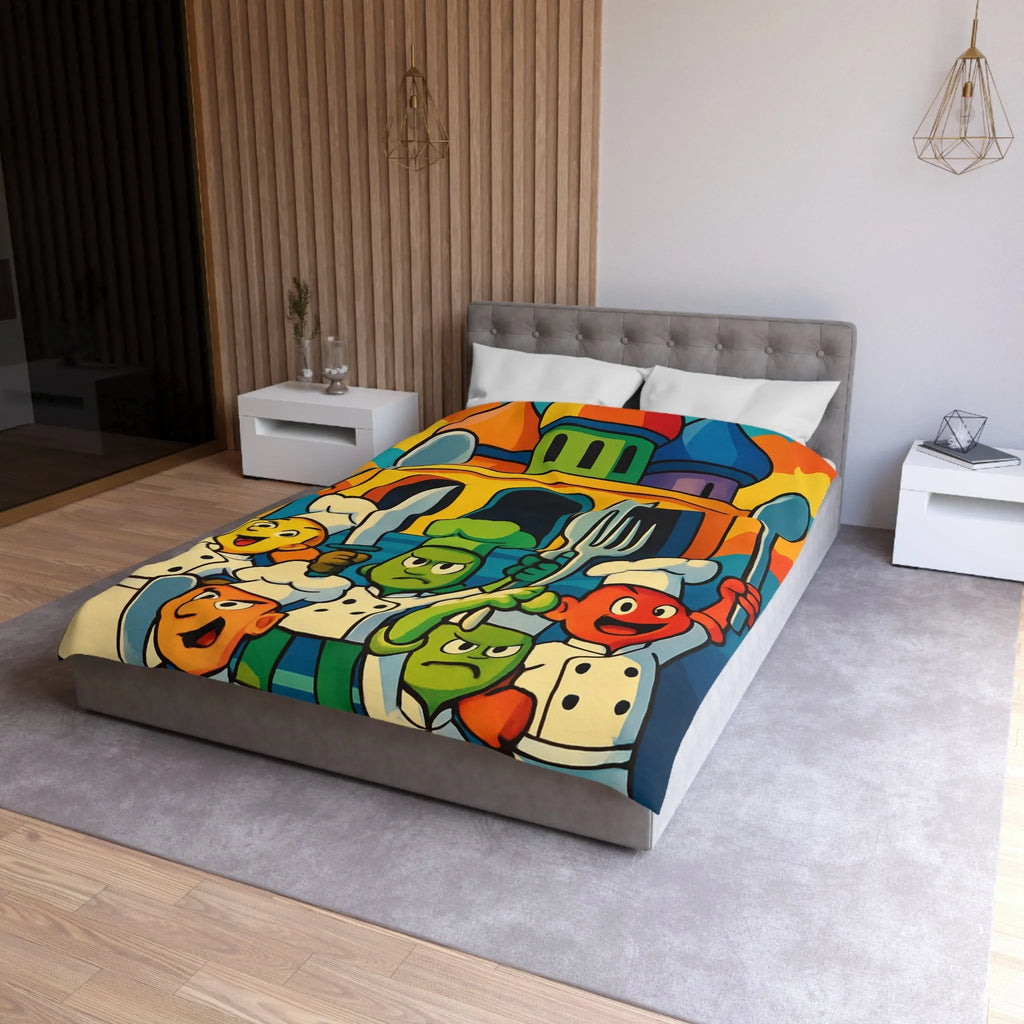 Housse de Couette Microfibre Art Graphique Contemporain Style Décoratif Chambre Tendance