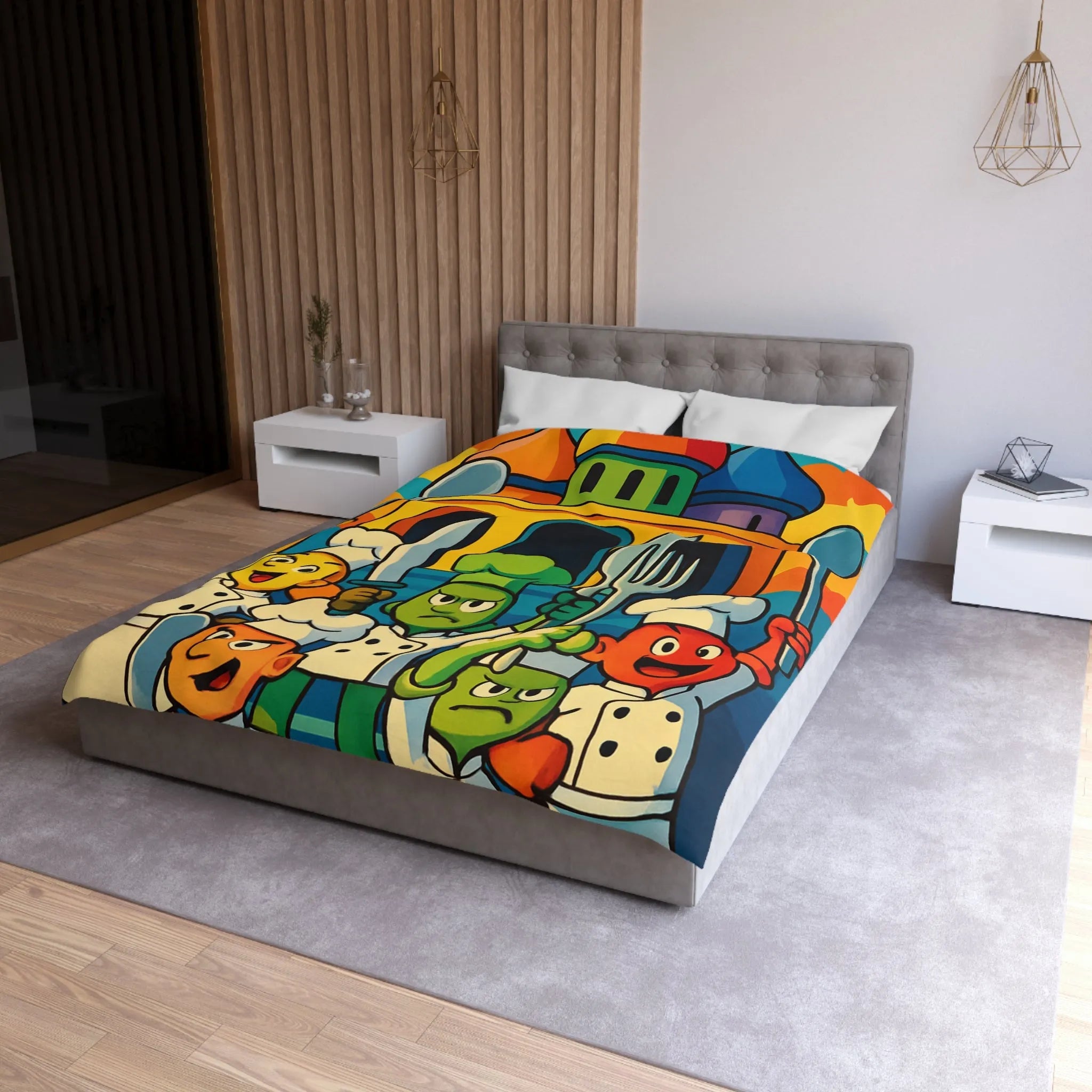 Housse de Couette Microfibre Art Graphique Contemporain Style Décoratif Chambre Tendance