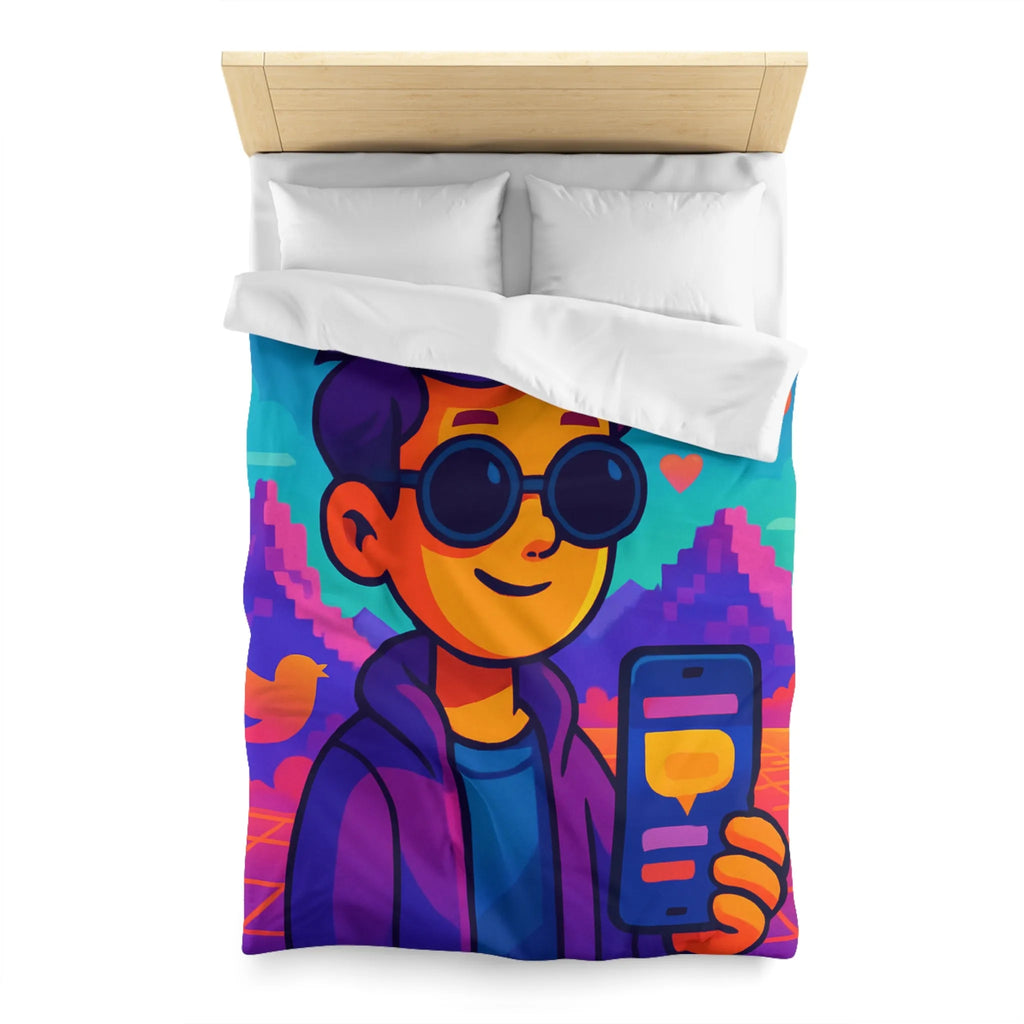 Housse de Couette Idéale pour Chambre Moderne avec Motifs Numériques Abstraits et Colorés