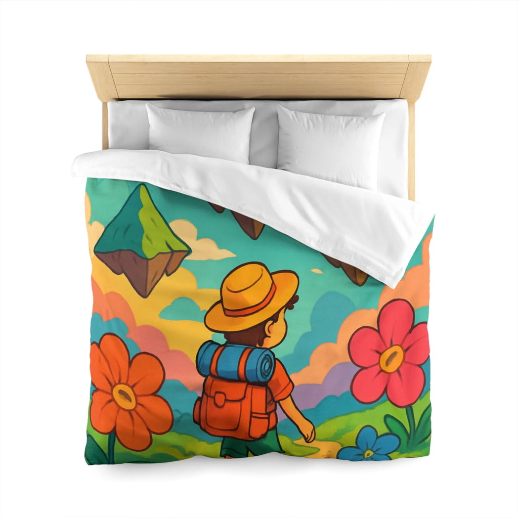 Enchanted Forest Adventure with Cute Clouds: Kid's Dreamland Bedding Set Design