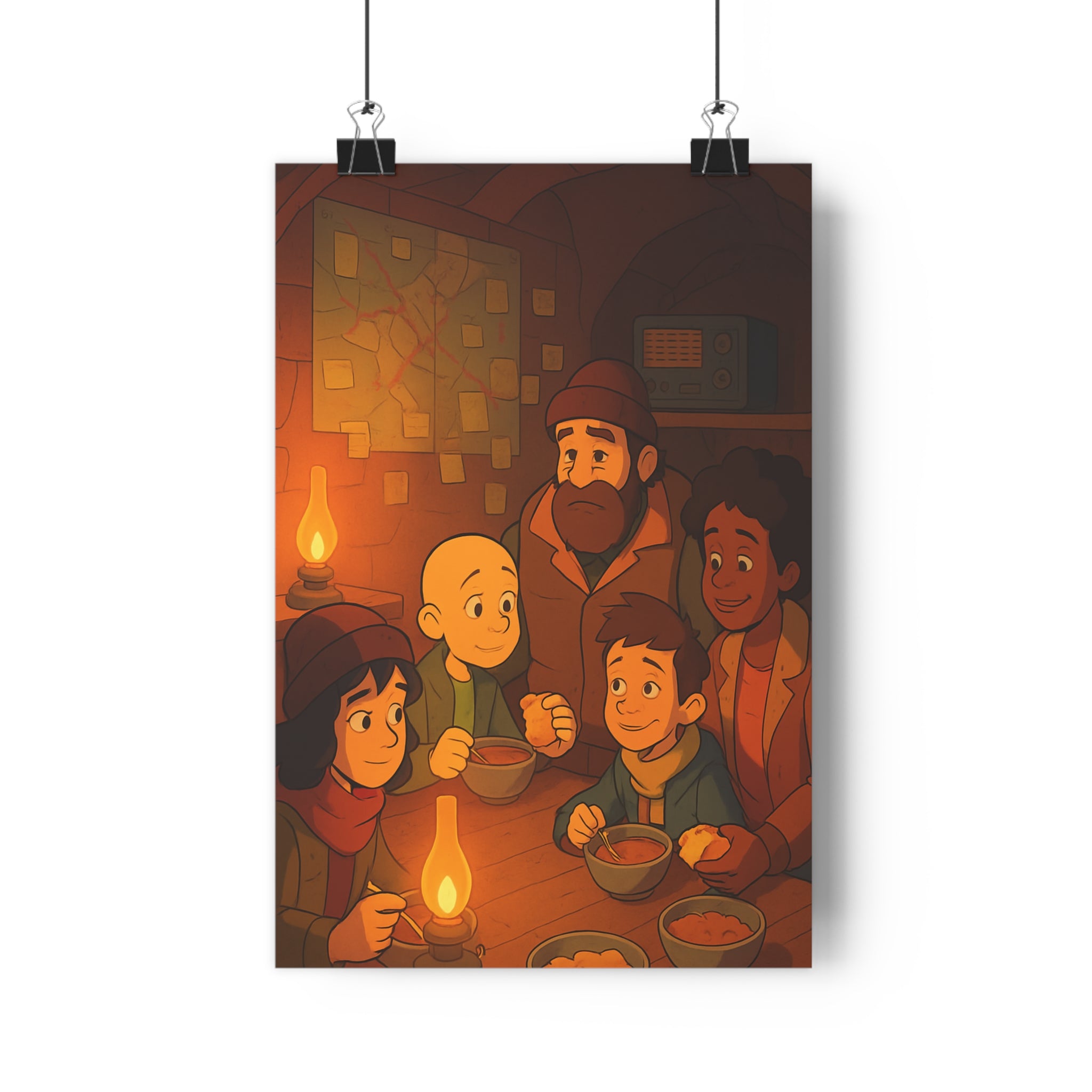 Poster décoratif cartoon chaleureux vintage mystique mur bois salon chambre carte notes repas qualité