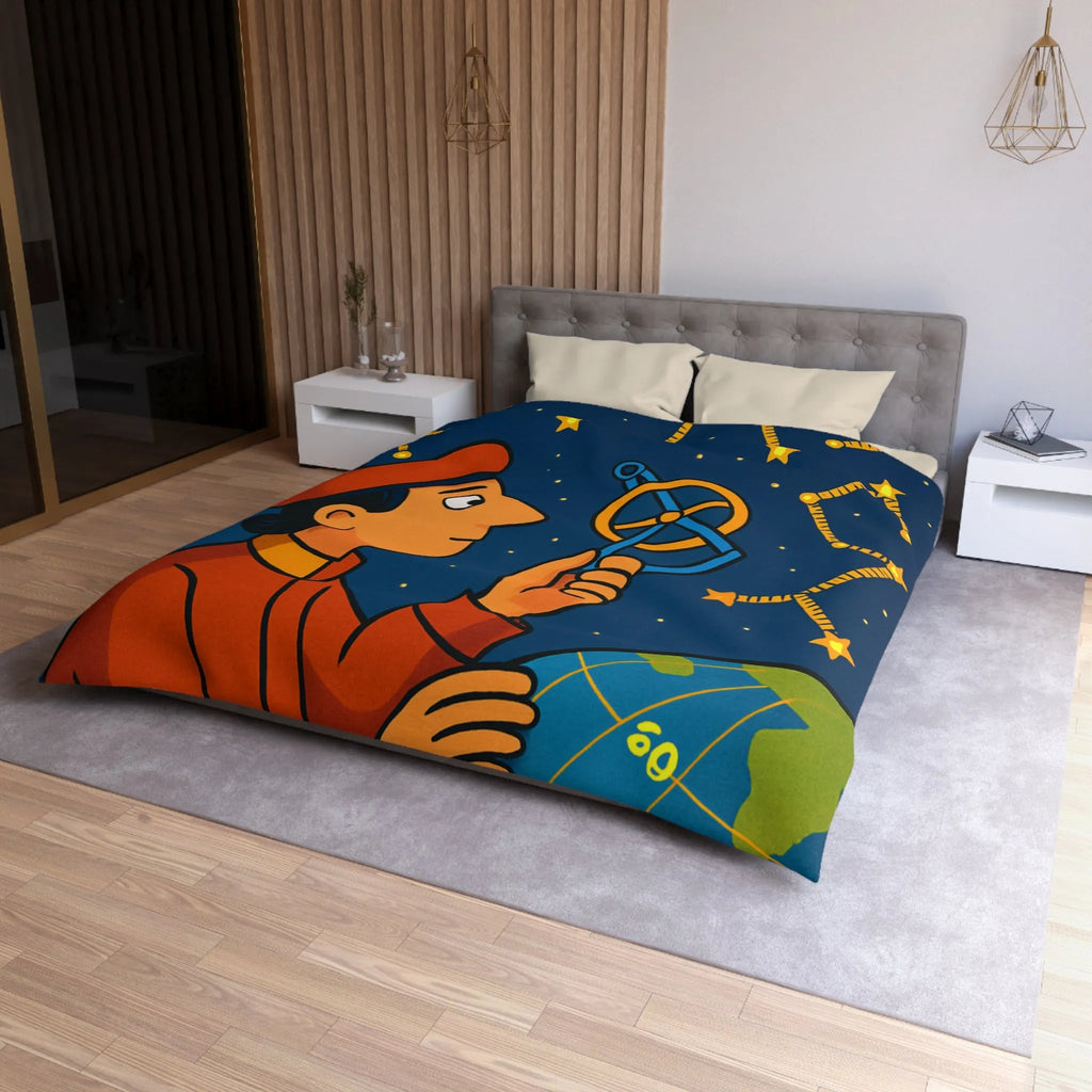 Housse de couette astronomie éducative avec constellations étoilées dans une nuit étoilée