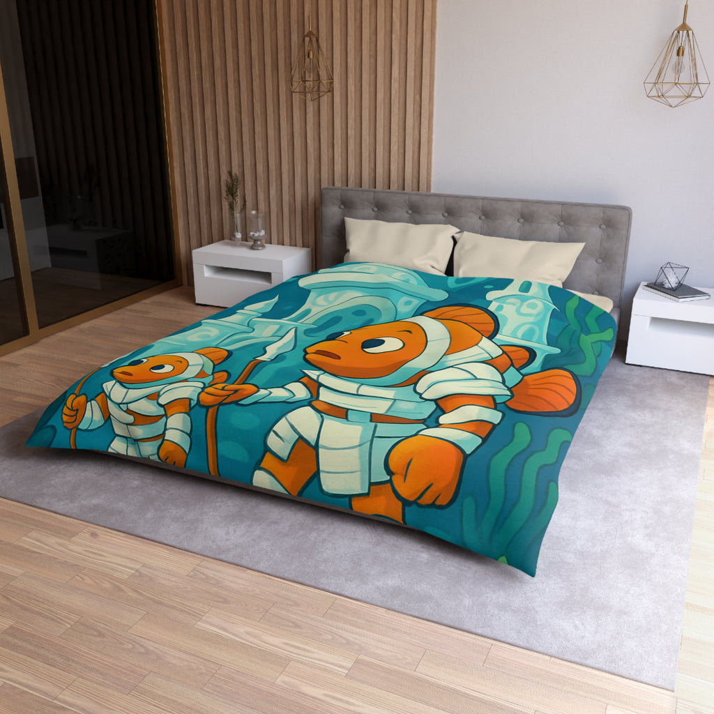Intriguante housse de couette poissons en armure explorant un royaume sous-marin magique