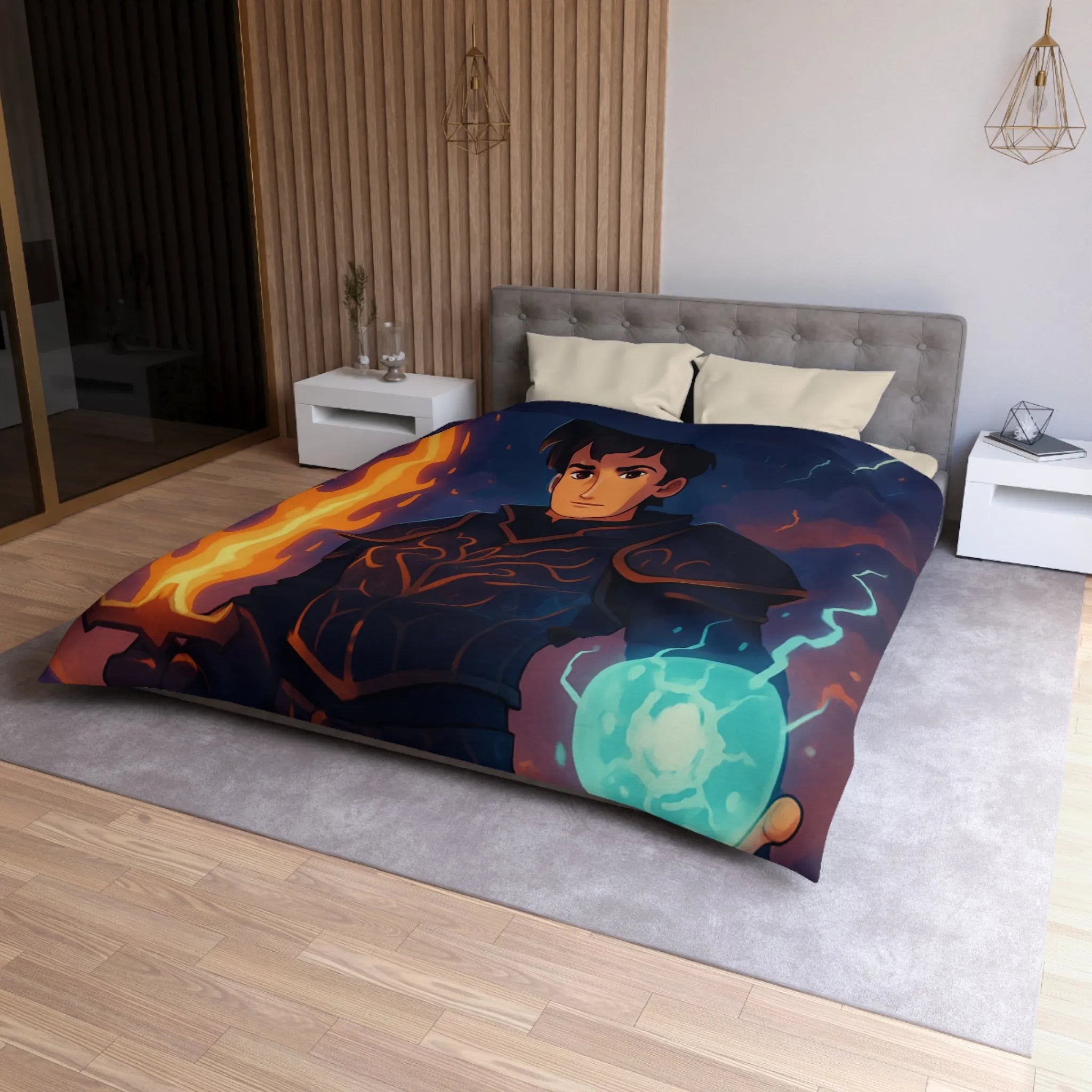 Housse de Couette Microfibre Art Graphique Contemporain Style Décoratif Chambre Tendance