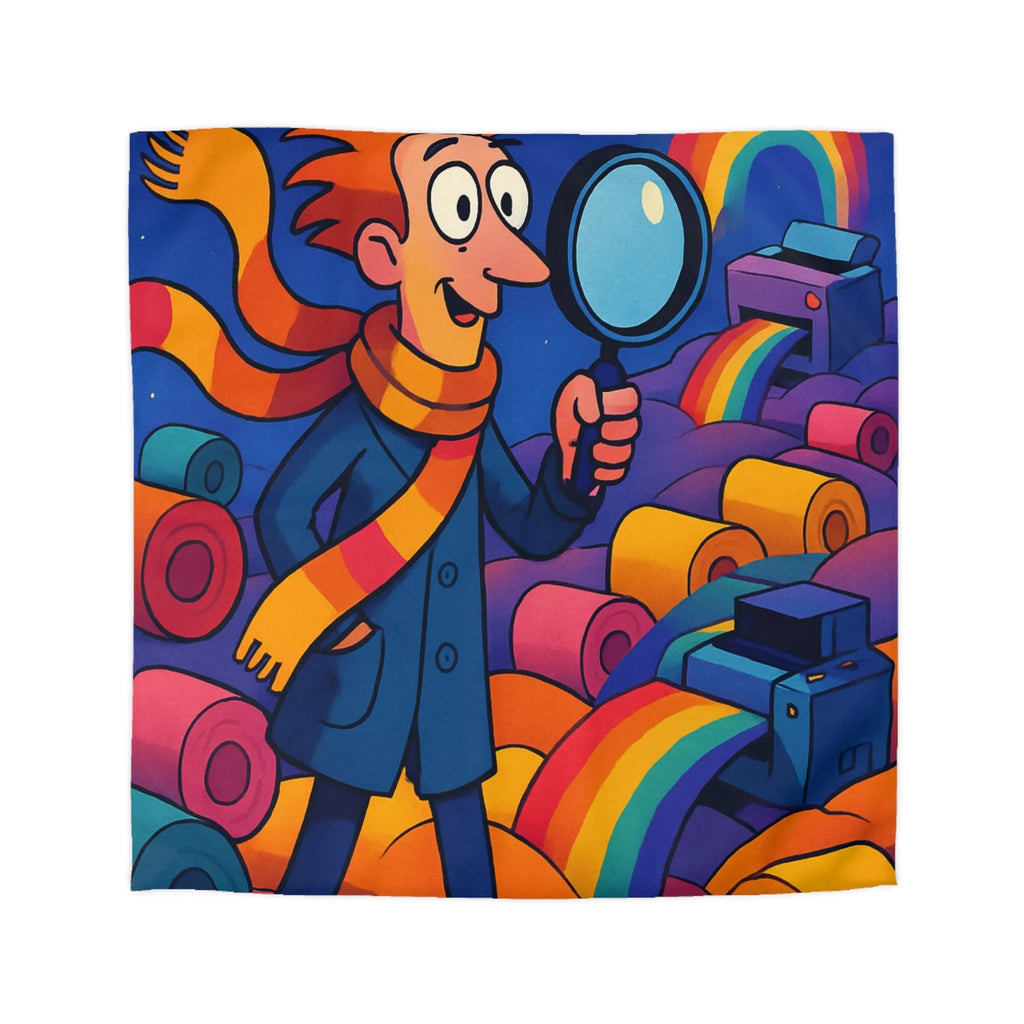 Explorez les couleurs et mystères sur housse de couette lumineuse avec détective fantaisiste