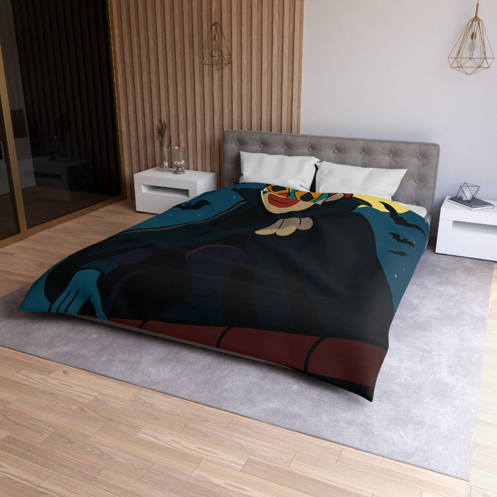 Masque Joker Coloré Sous Pleine Lune avec Chauves-Souris sur une Toiture Effrayante