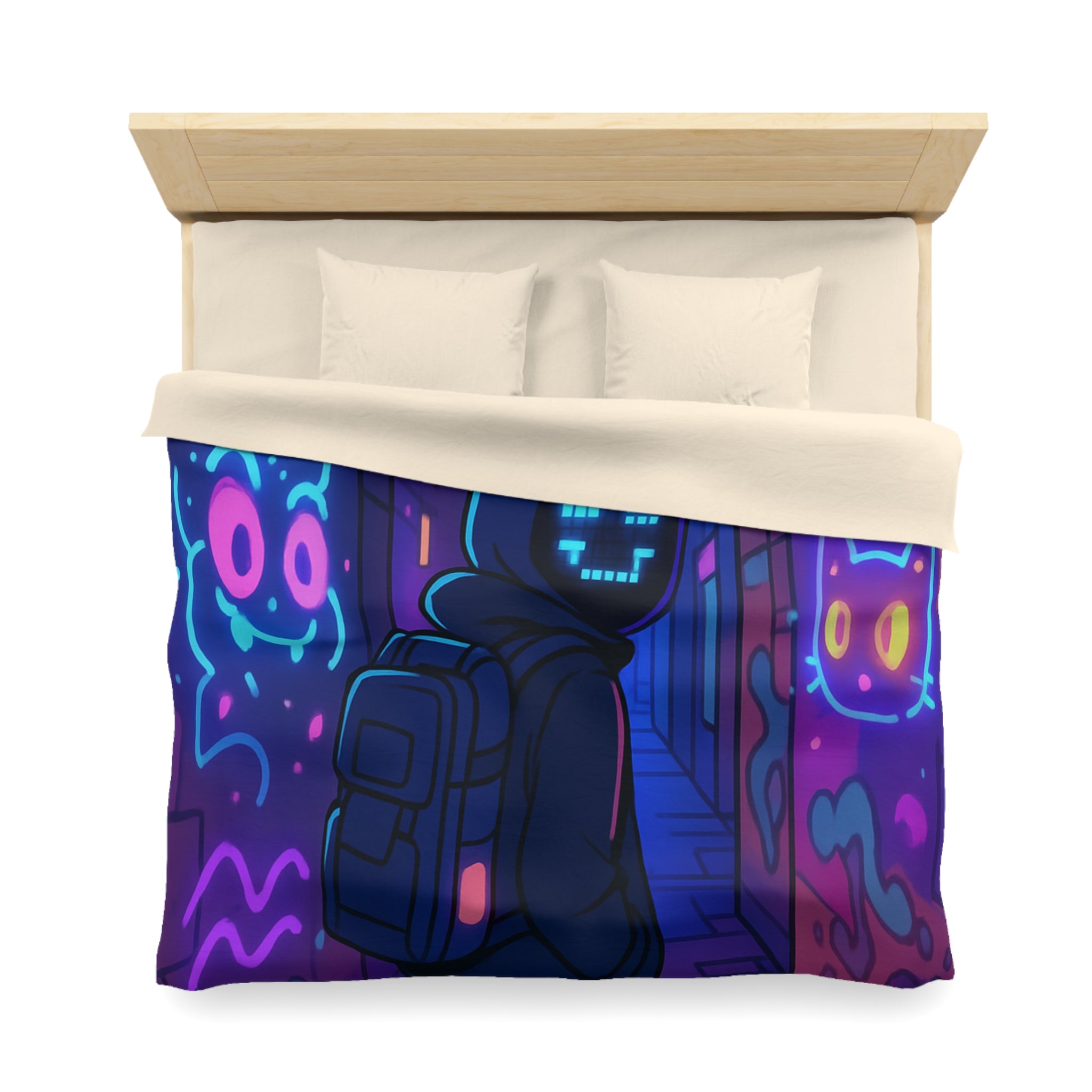 Housse de Couette Microfibre Illustration Unique Design Moderne Décoration Intérieure Raffinée