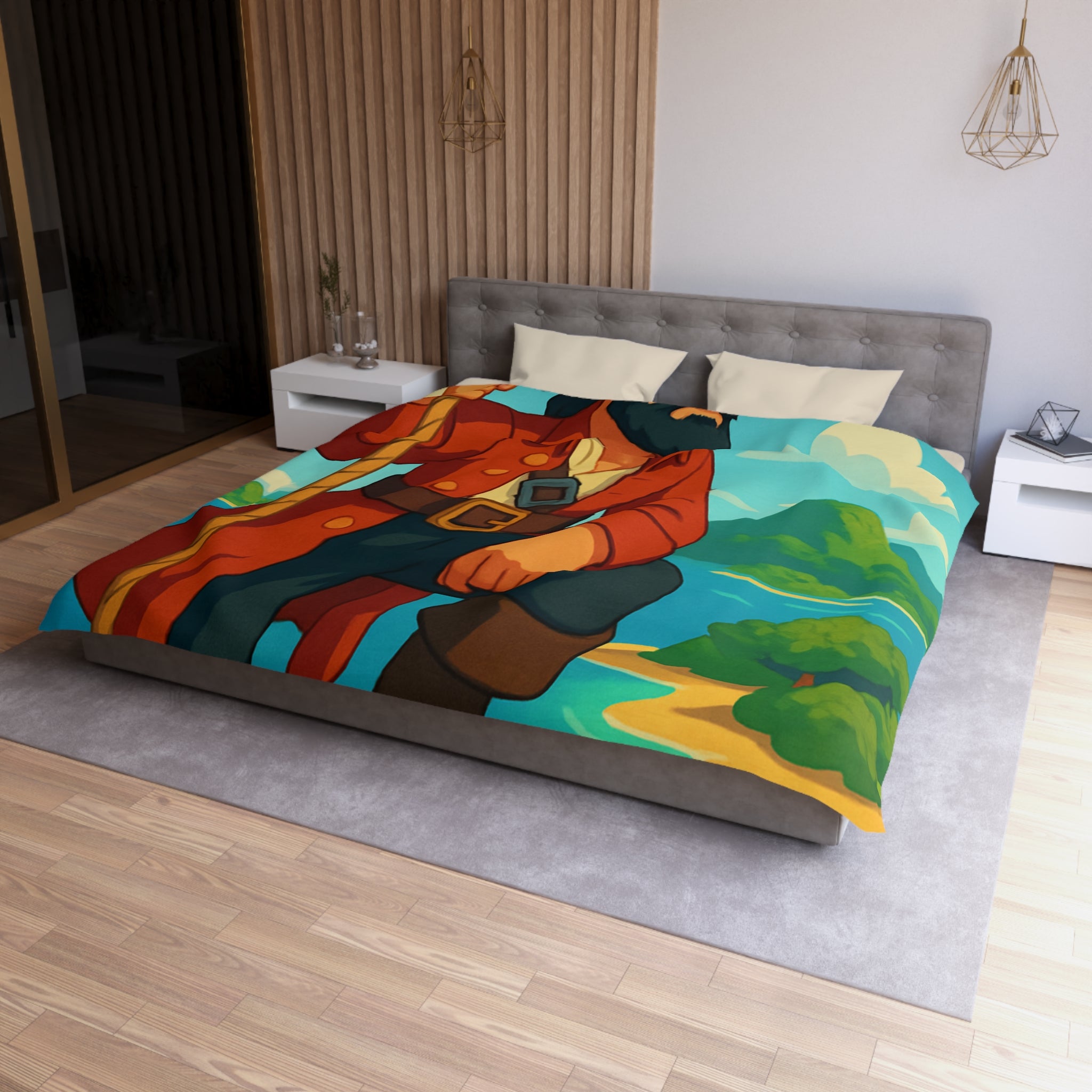 Housse de Couette Microfibre Illustration Unique Design Moderne Décoration Intérieure Raffinée