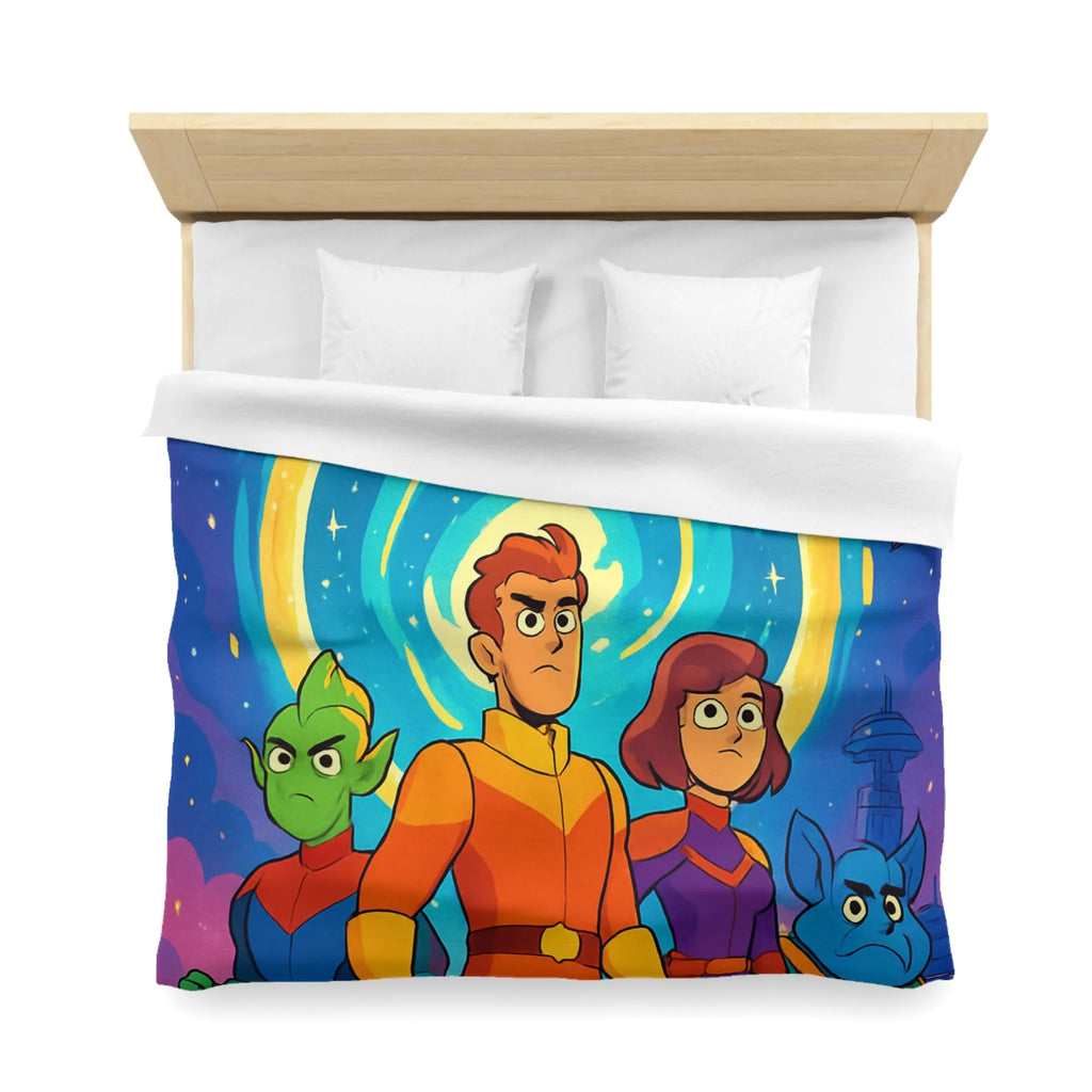 Housse de Couette Animée avec Héros Intergalactiques et Portail Éclairé pour Chambre Enfant