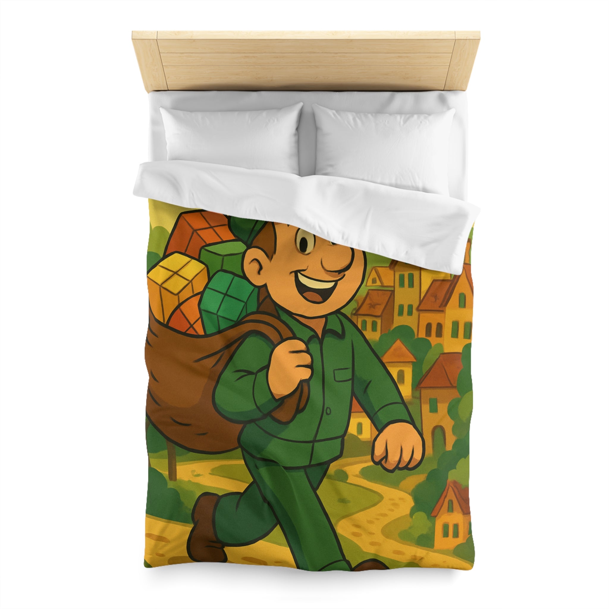 Housse de Couette Microfibre Motif Créatif Original Style Contemporain Chambre Élégante