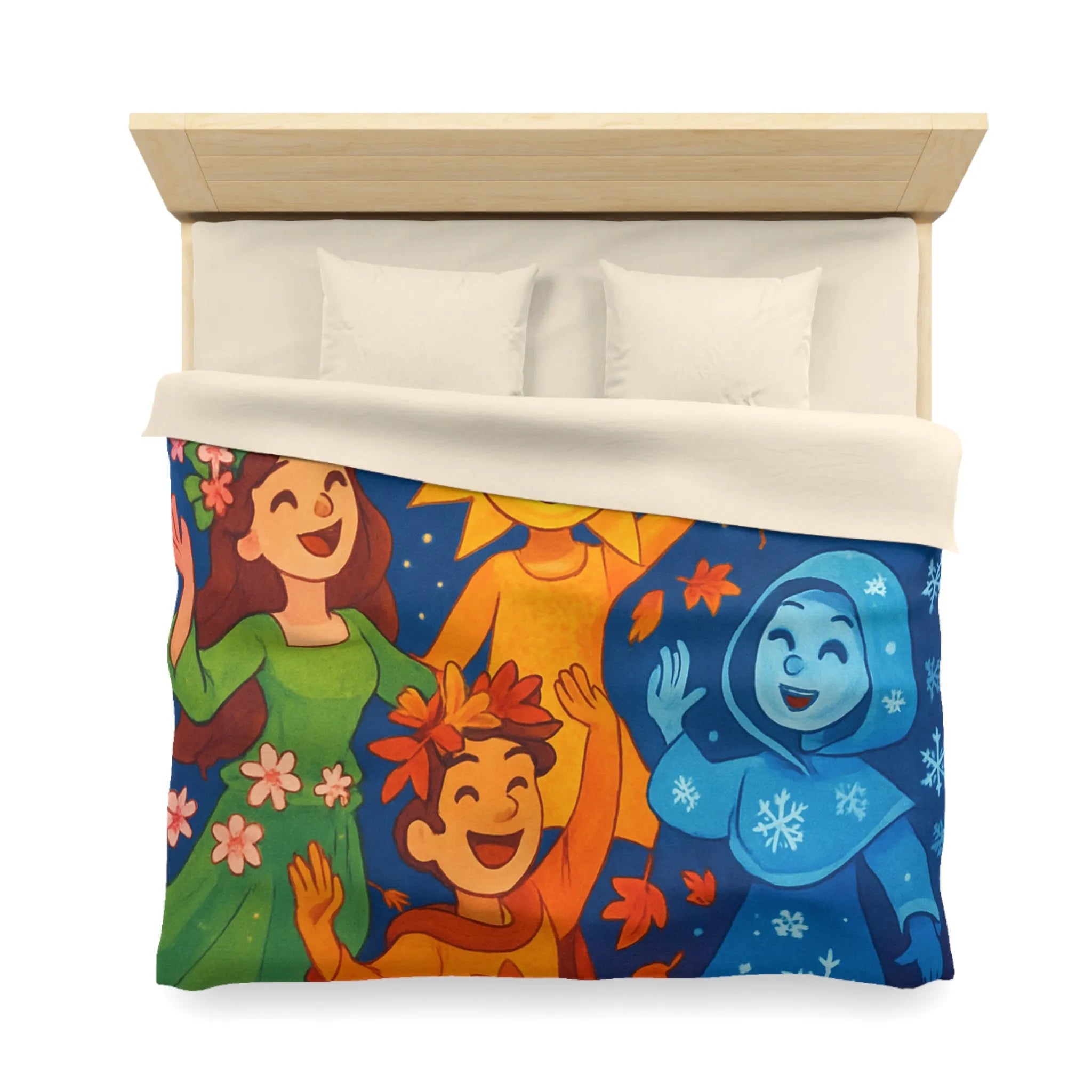 Housse de couette avec illustration festive des quatre saisons en harmonie colorée