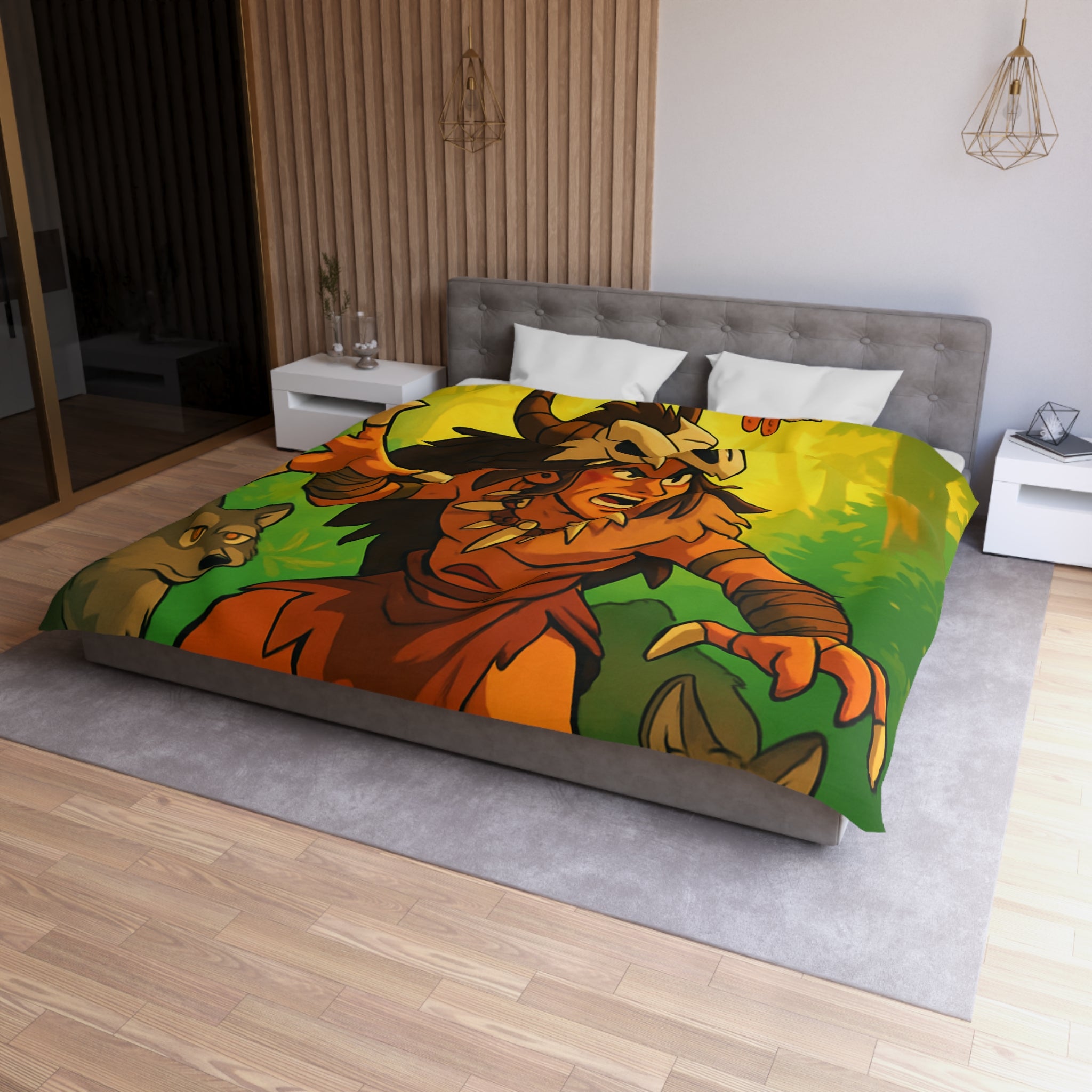 Sauvage Rêveur : Housse de Couette Motif Chaman Animaux Forêt Mystique