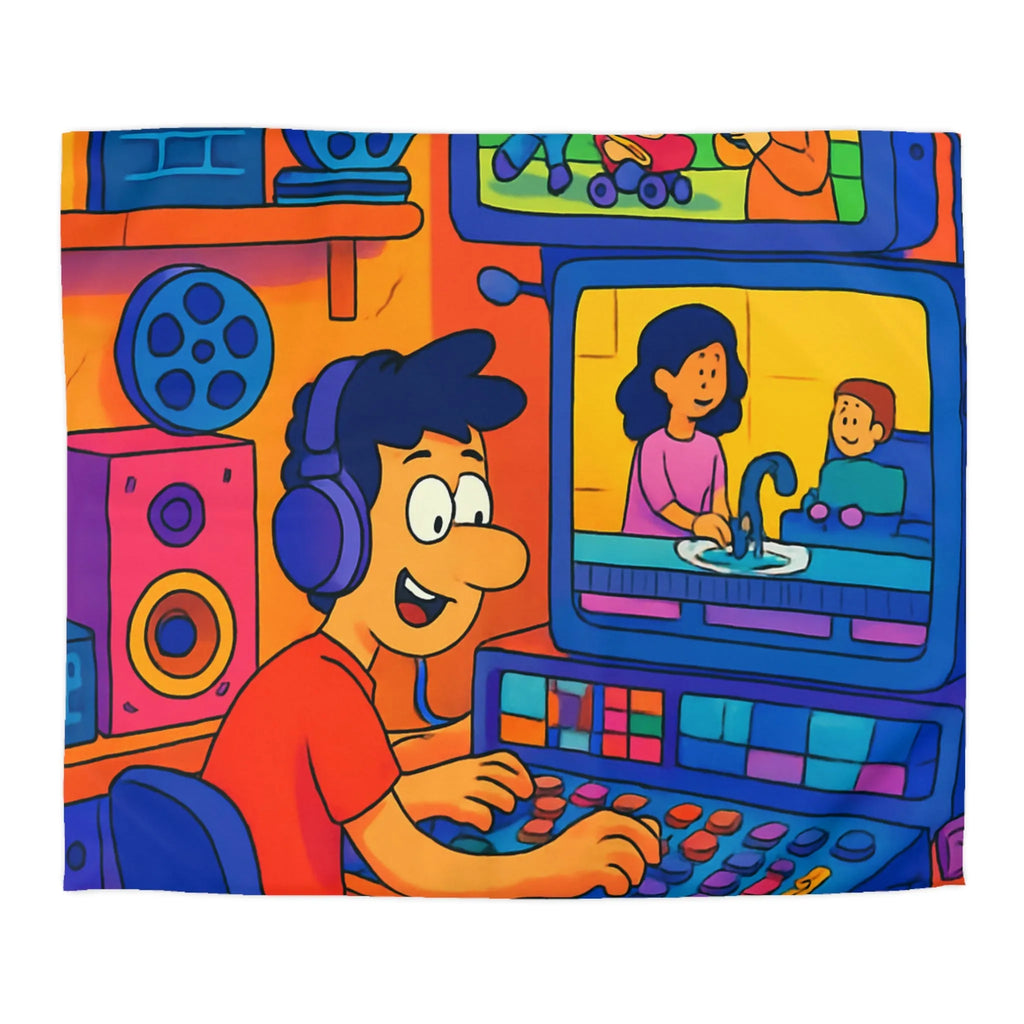 Housse de couette colorée avec illustrations joyeuses pour chambre d'enfant moderne et ludique