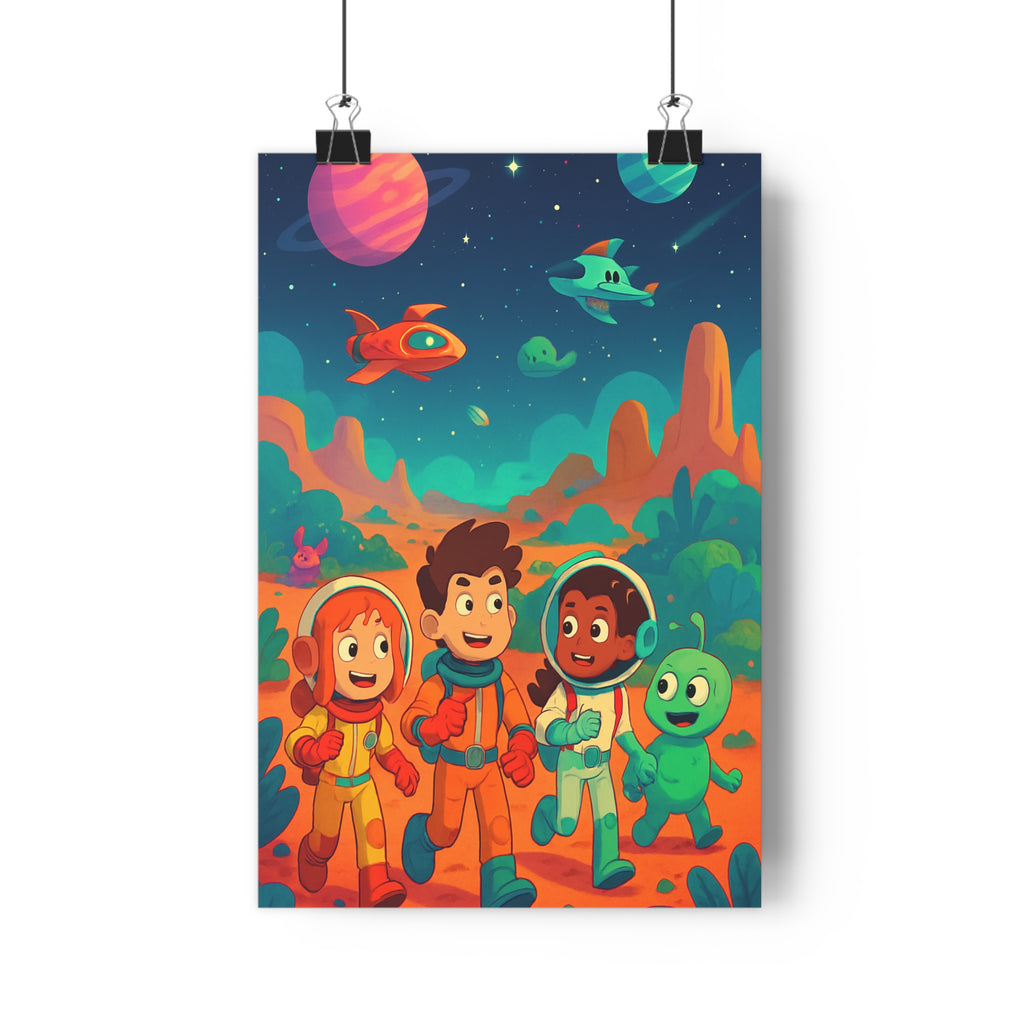 Poster décoratif futuriste art sciencefiction bleu violet aventure salon chambre bureau qualité exceptionnelle qualité