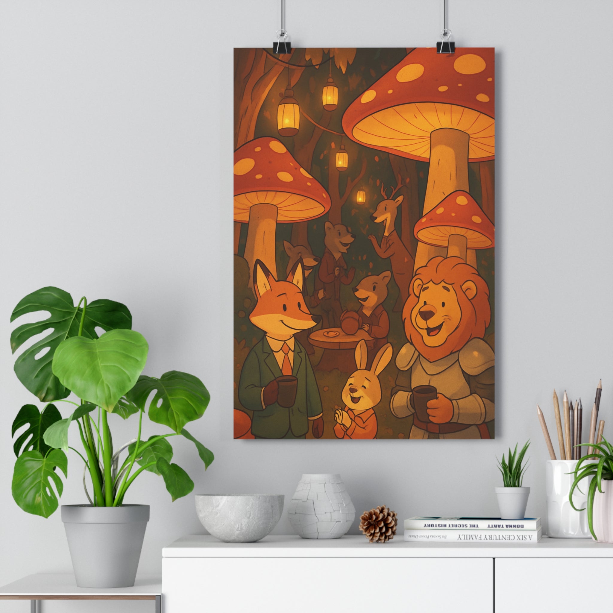 Poster décoratif fantaisie animalier coloré vibrant joyeux mural chambre enfant salon contemporain unique qualité