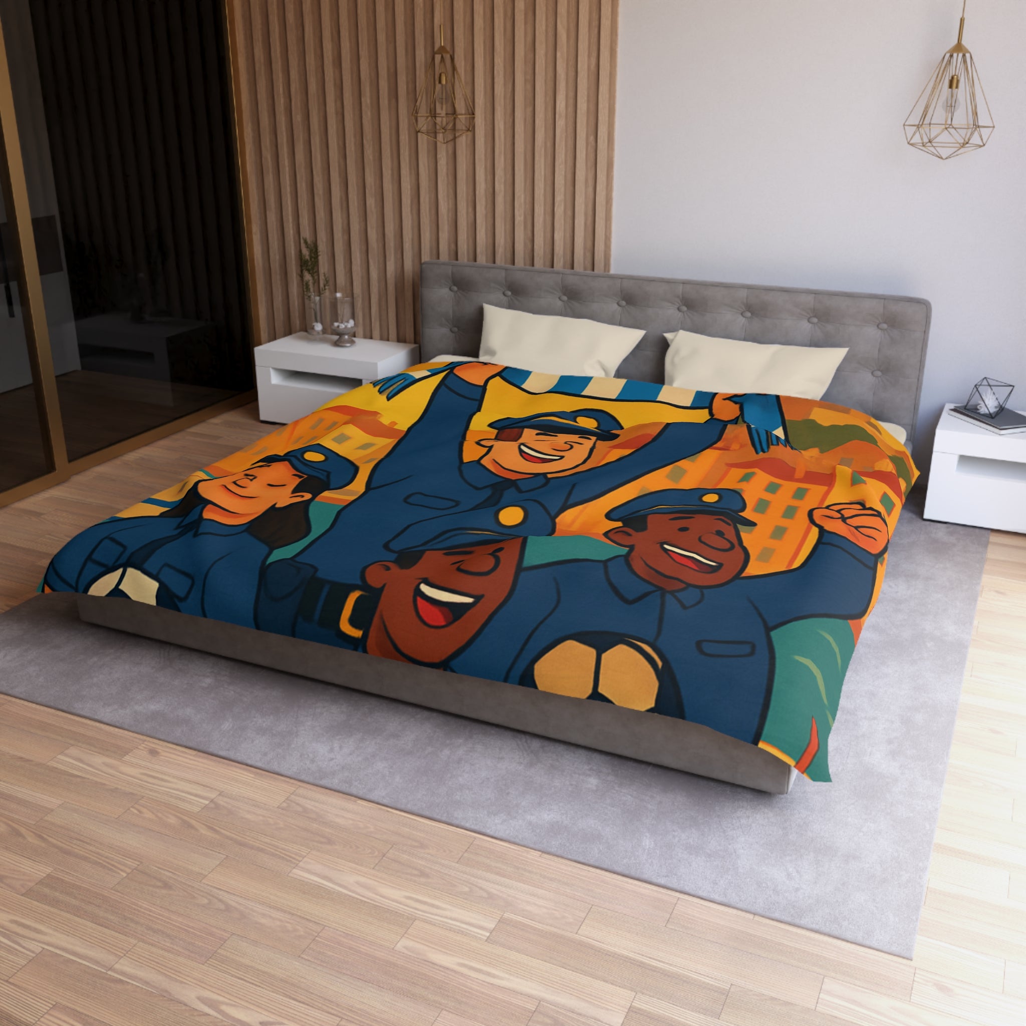 Housse de Couette Microfibre Illustration Unique Design Moderne Décoration Intérieure Raffinée