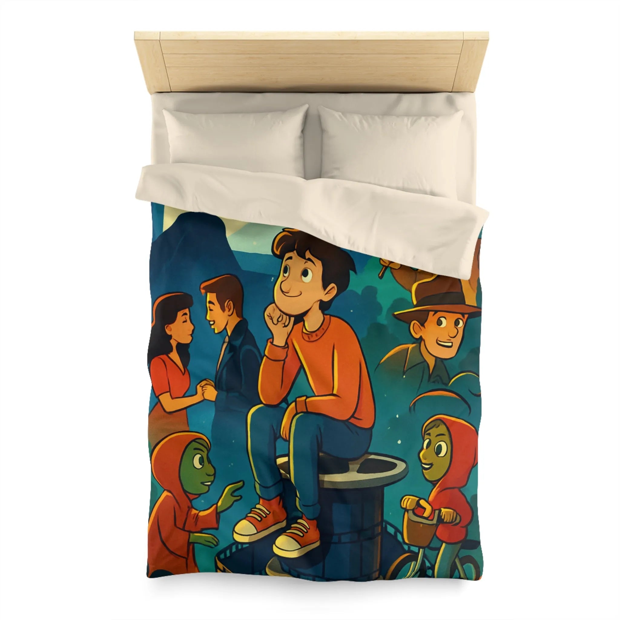 Housse de Couette Microfibre Art Graphique Contemporain Style Décoratif Chambre Tendance