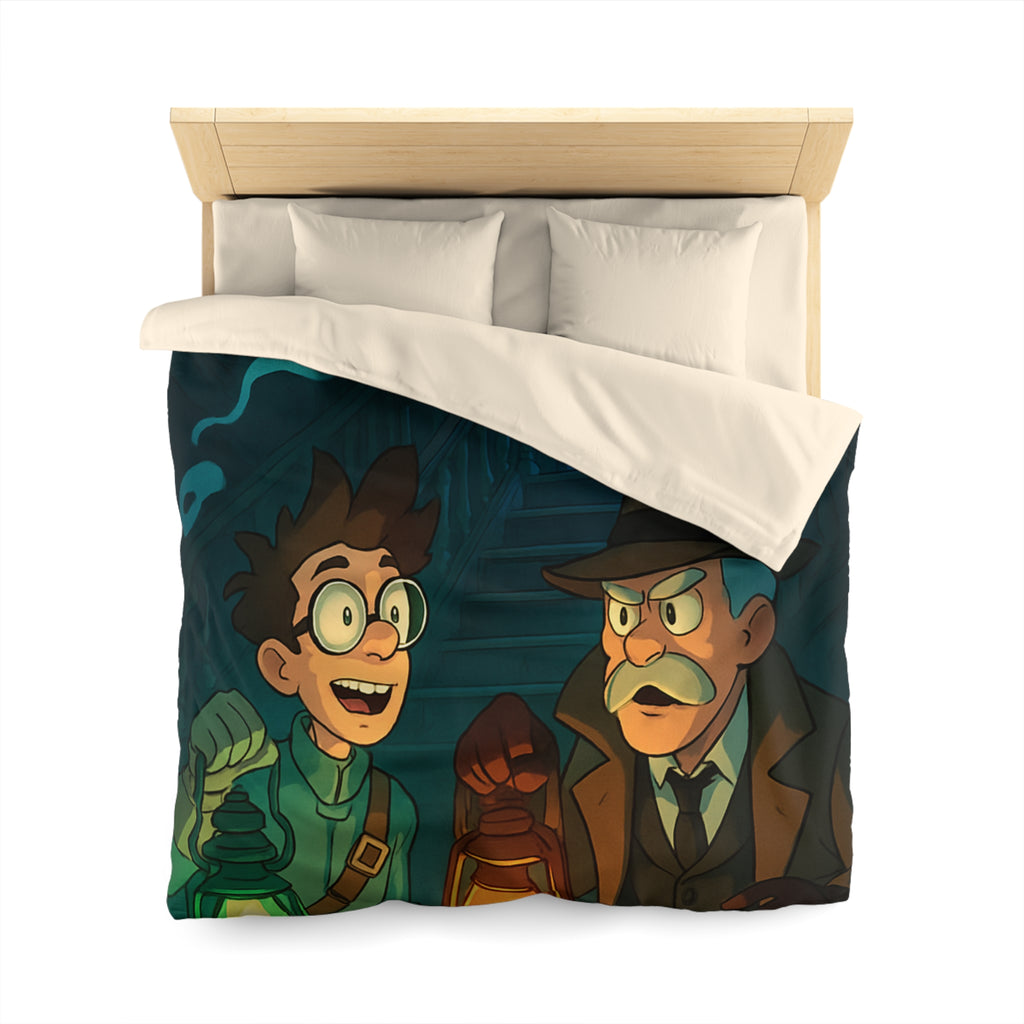 Housse de couette mystère avec lanternes, enquêteurs, fantômes et portail mystérieux