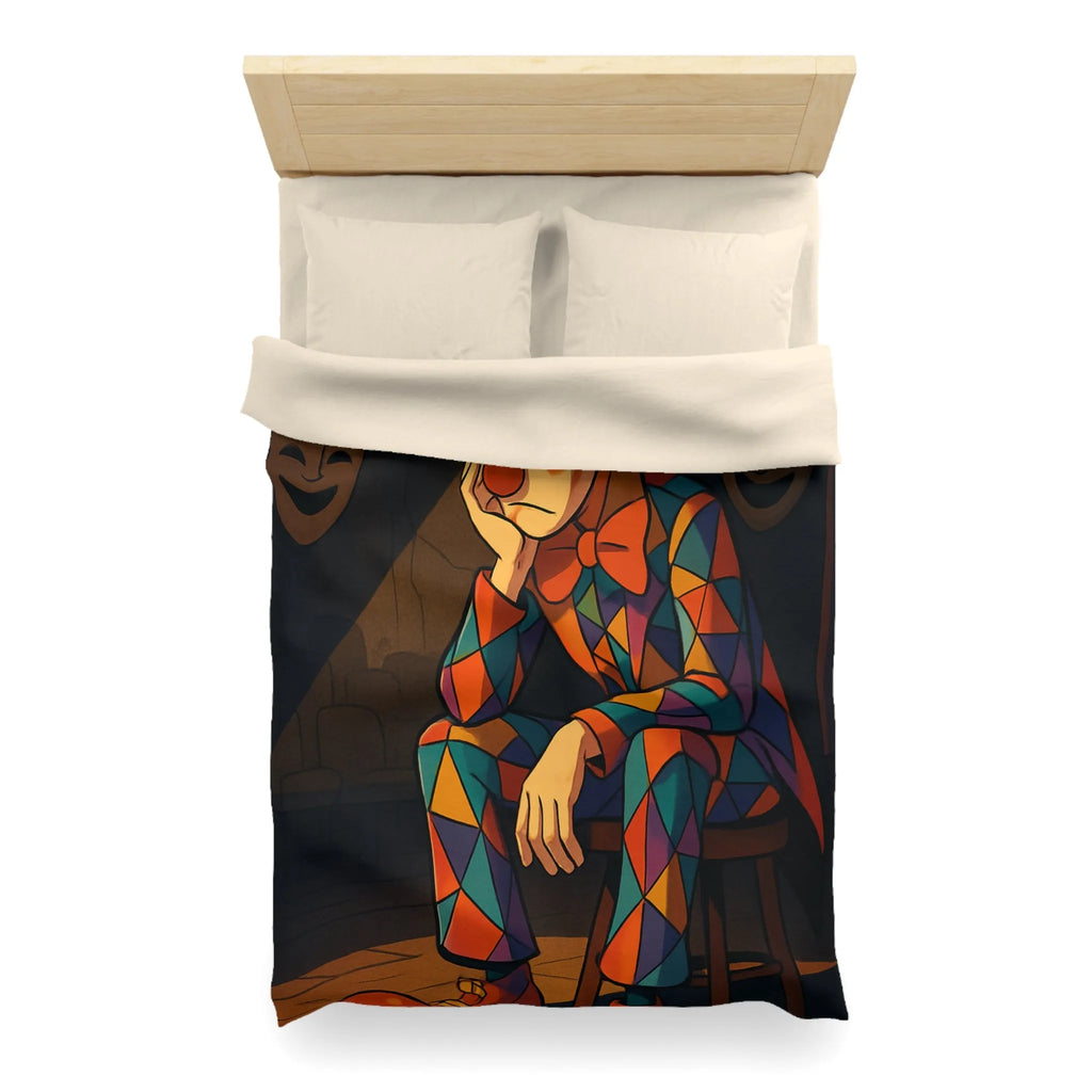 Housse de couette clown triste aux motifs colorés pour chambre unique et artistique