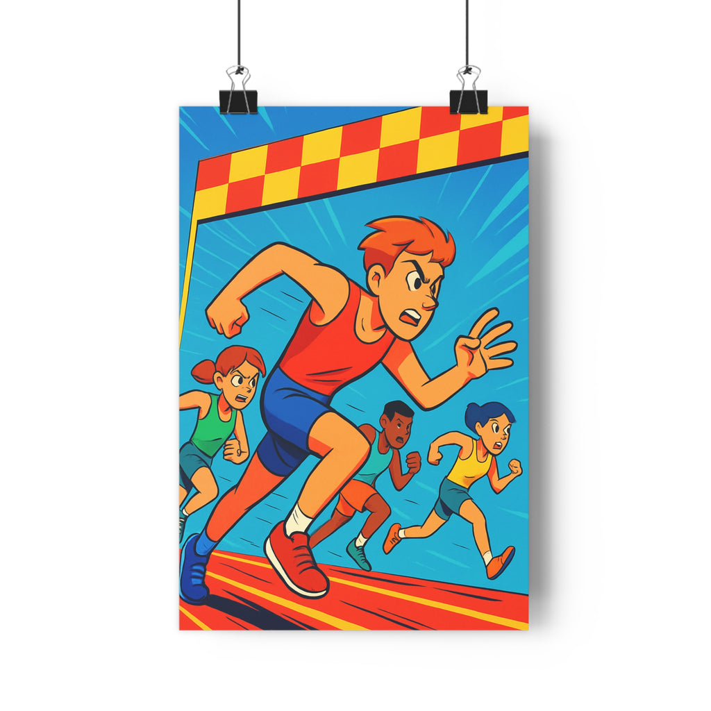 Poster décoratif énergique sportif dynamique olympique bleu rouge jaune bureau sport chambre motivation 30x46