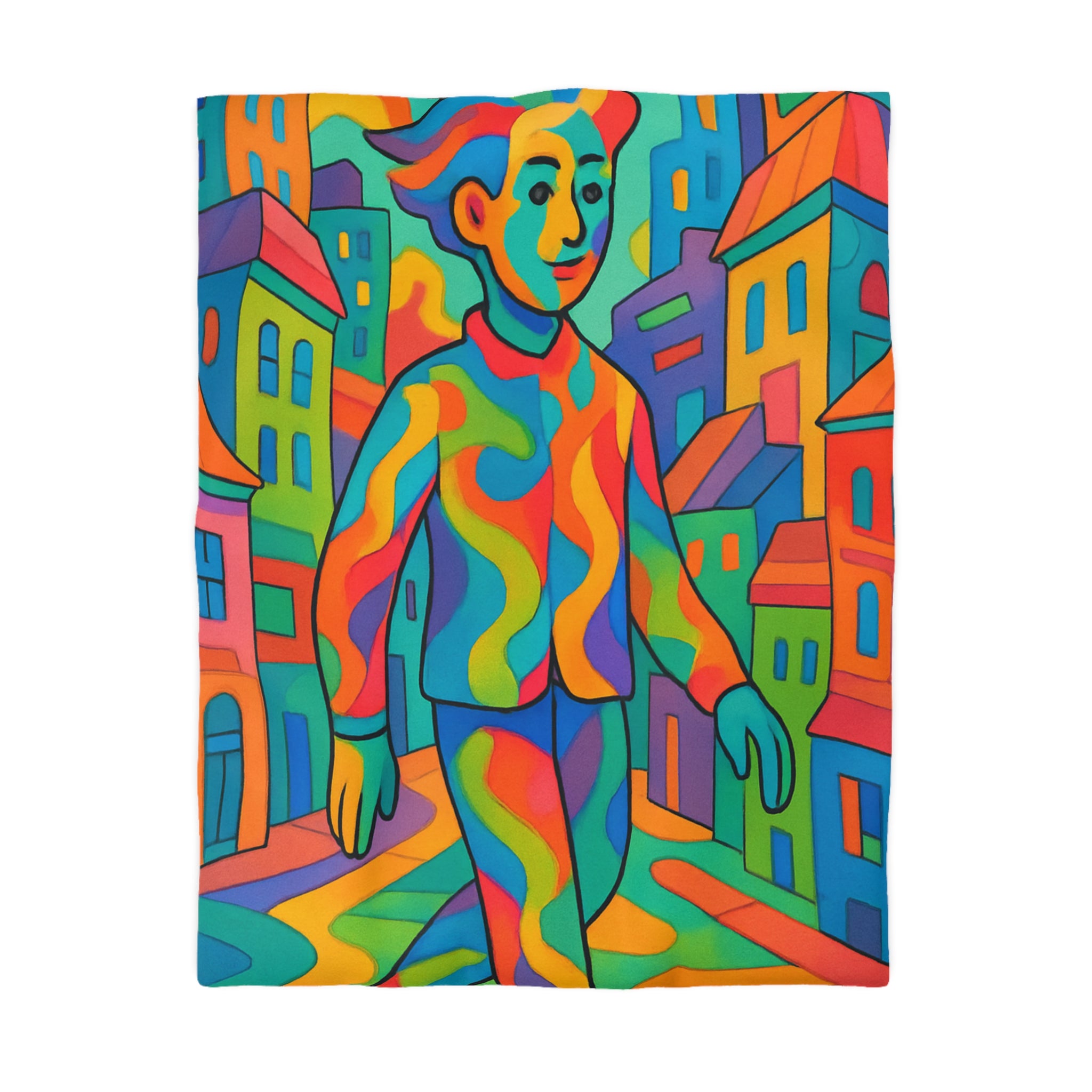 Housse de Couette Microfibre Motif Créatif Original Style Contemporain Chambre Élégante