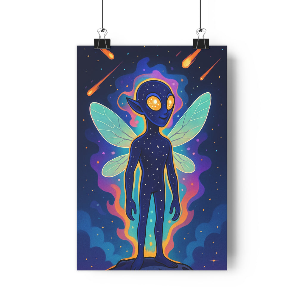 Poster décoratif animé céleste bleu violet orange chambre créatif rêve aventure mystique 30x46 ambiance
