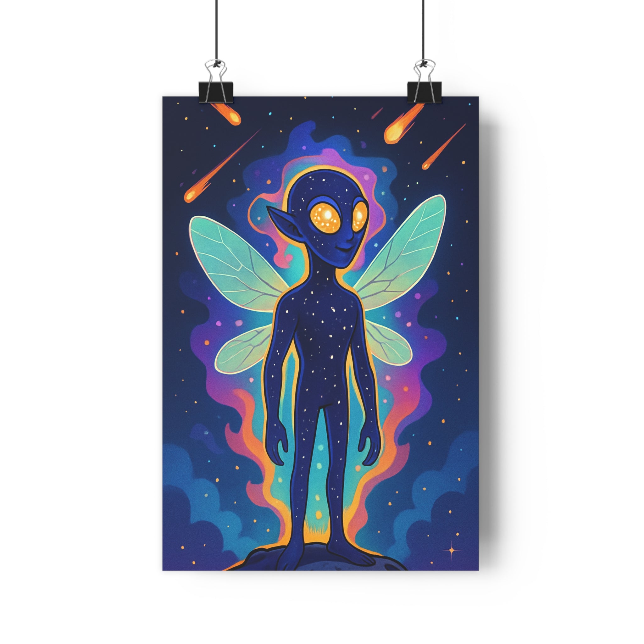 Poster décoratif animé céleste bleu violet orange chambre créatif rêve aventure mystique 30x46 ambiance