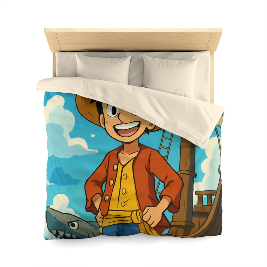 Housse de Couette Anime Pirate Enfant Aventure Bateau Mer Ciel Bleu Nuages