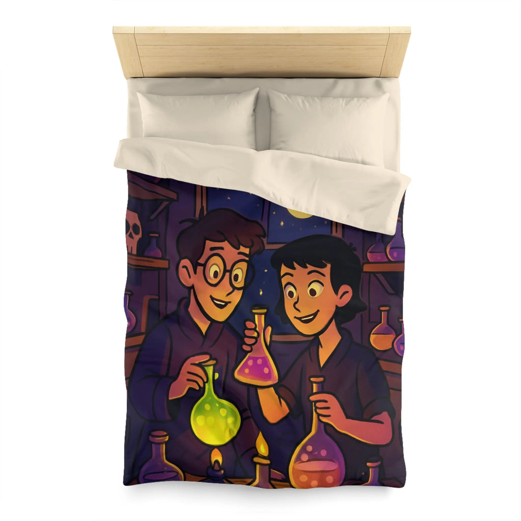 Housse de couette au design magique avec apprentis chimistes et alchimie nocturne féérique