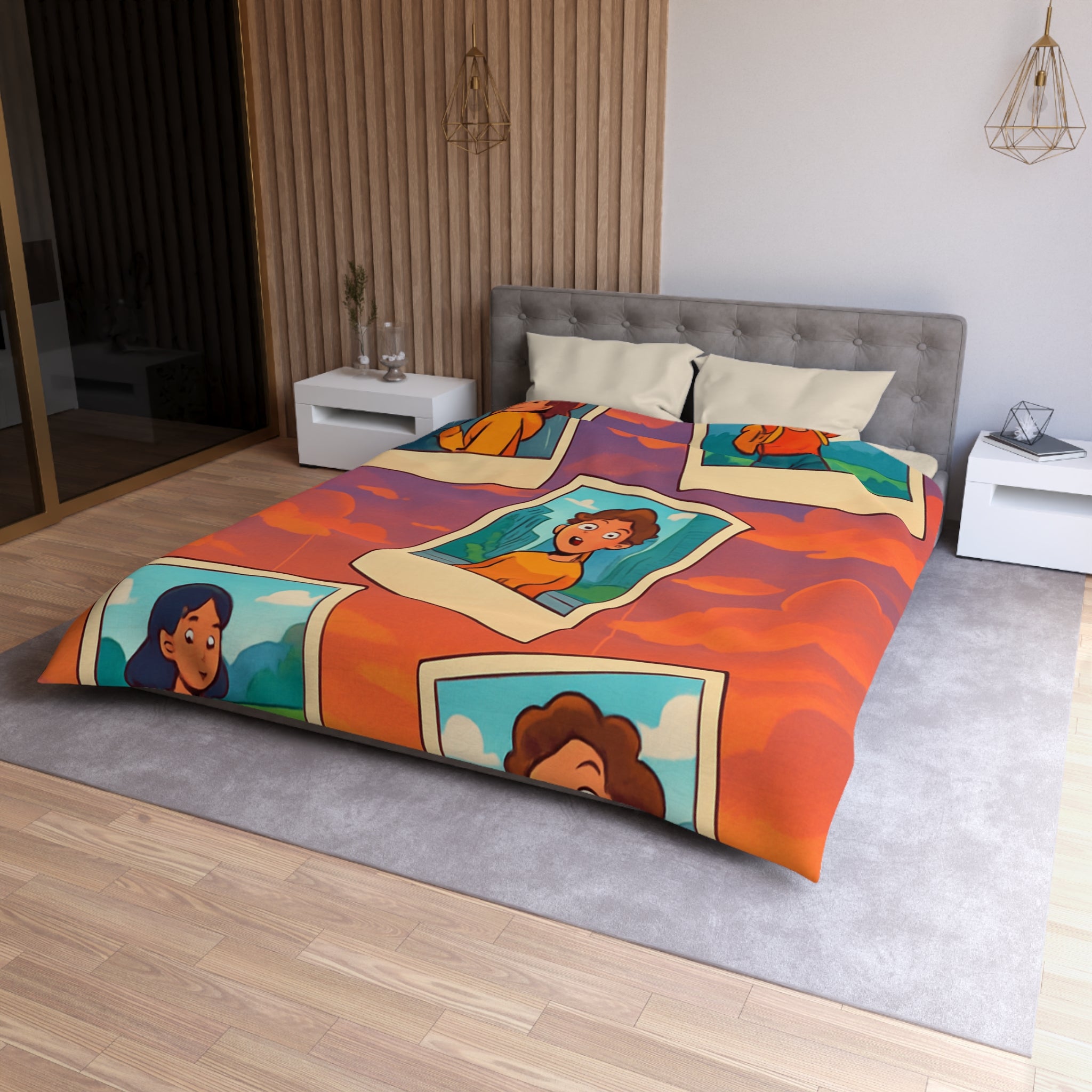 Housse de Couette Microfibre Motif Créatif Original Style Contemporain Chambre Élégante