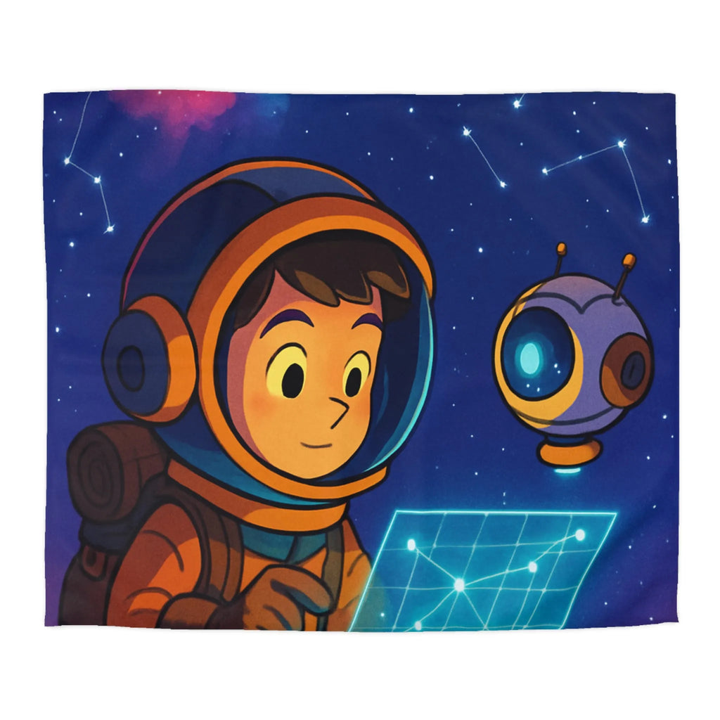 Housse de Couette Enfantine Astronaute et Robot Explorent le Ciel Étoilé Fantastique