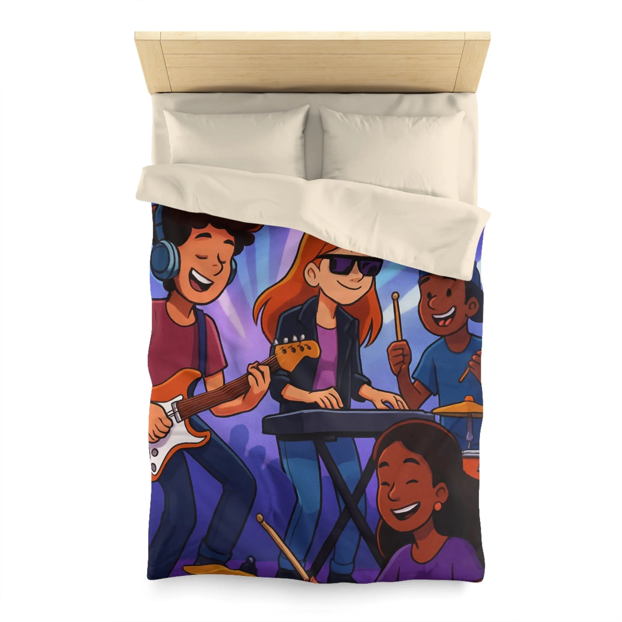 Ensemble musical animé pour housse de couette colorée et dynamique pour jeunes musiciens