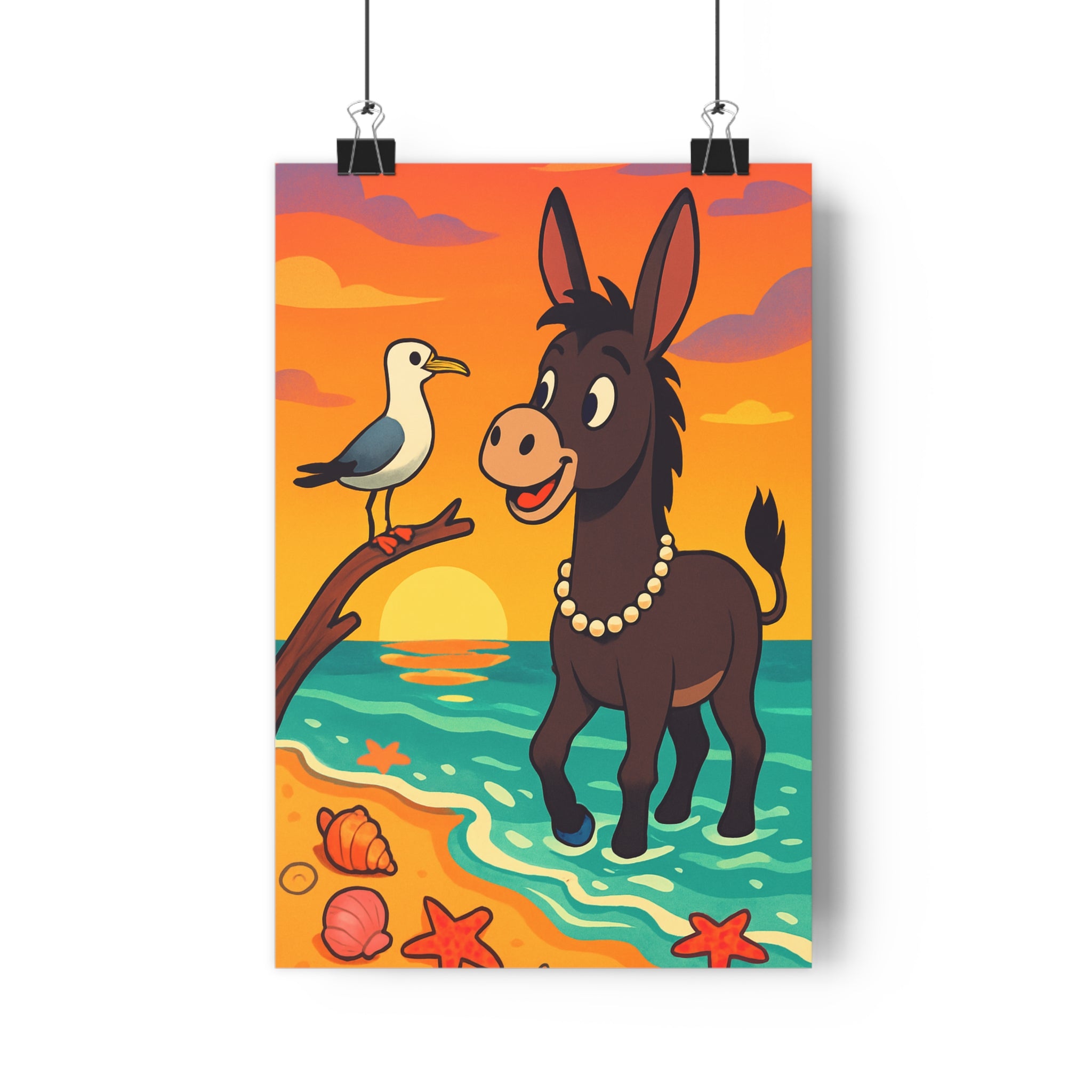Poster décoratif balnéaire mer émeraude vintage joyeux salon chambre enfant nature couleurs chaudes qualité