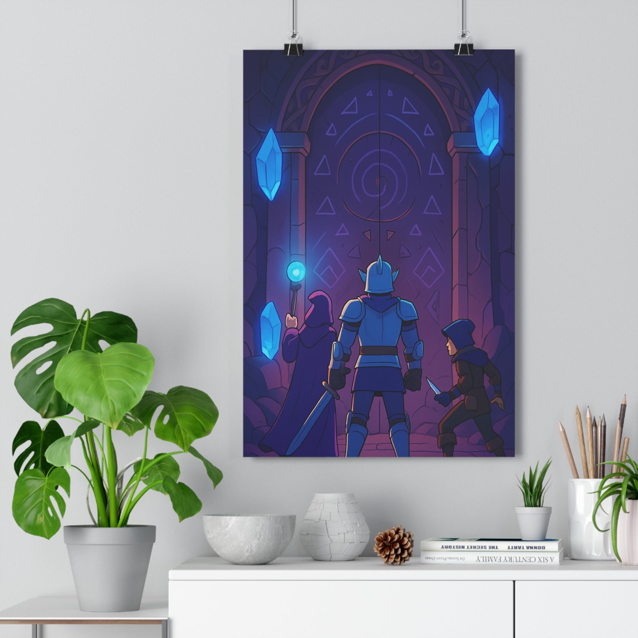 Poster décoratif anime bleu violet mystique salon chambre original créatif fantaisie aventure épique héroïque