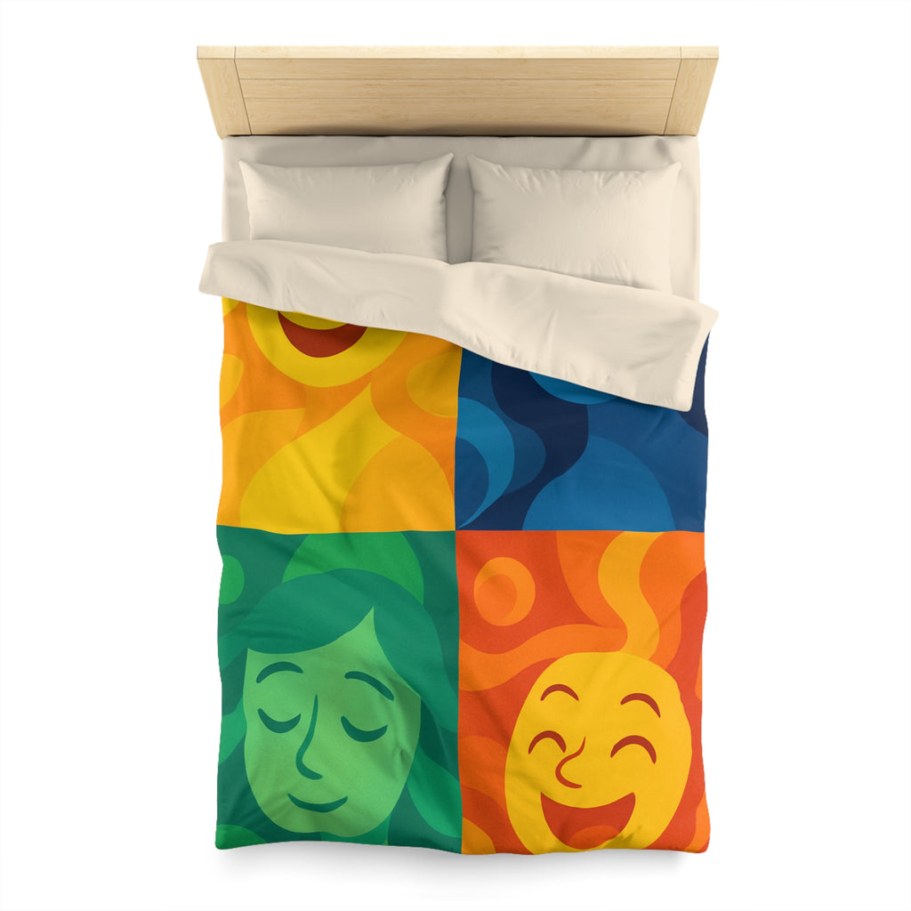 Housse de Couette Microfibre Motif Créatif Original Style Contemporain Chambre Élégante