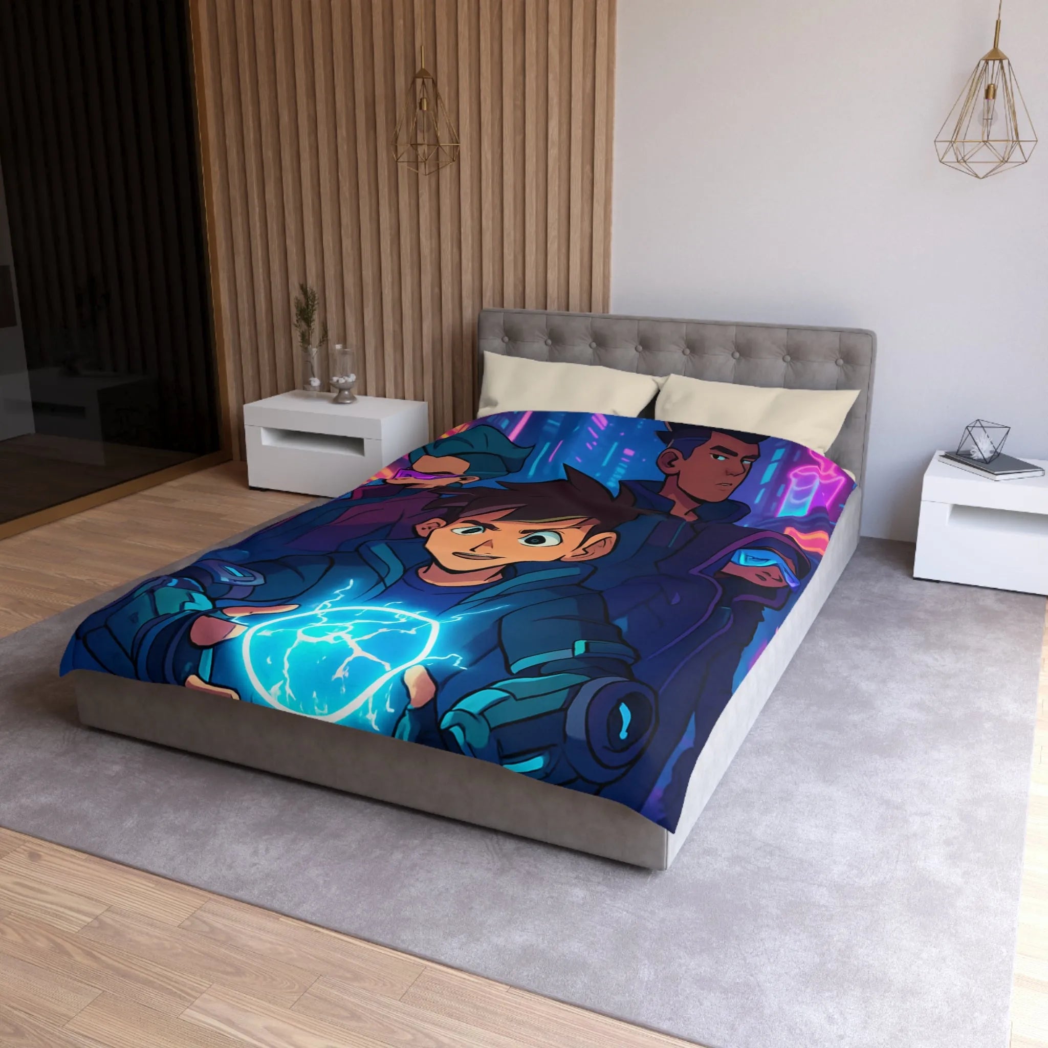 Housse de Couette Microfibre Art Graphique Contemporain Style Décoratif Chambre Tendance