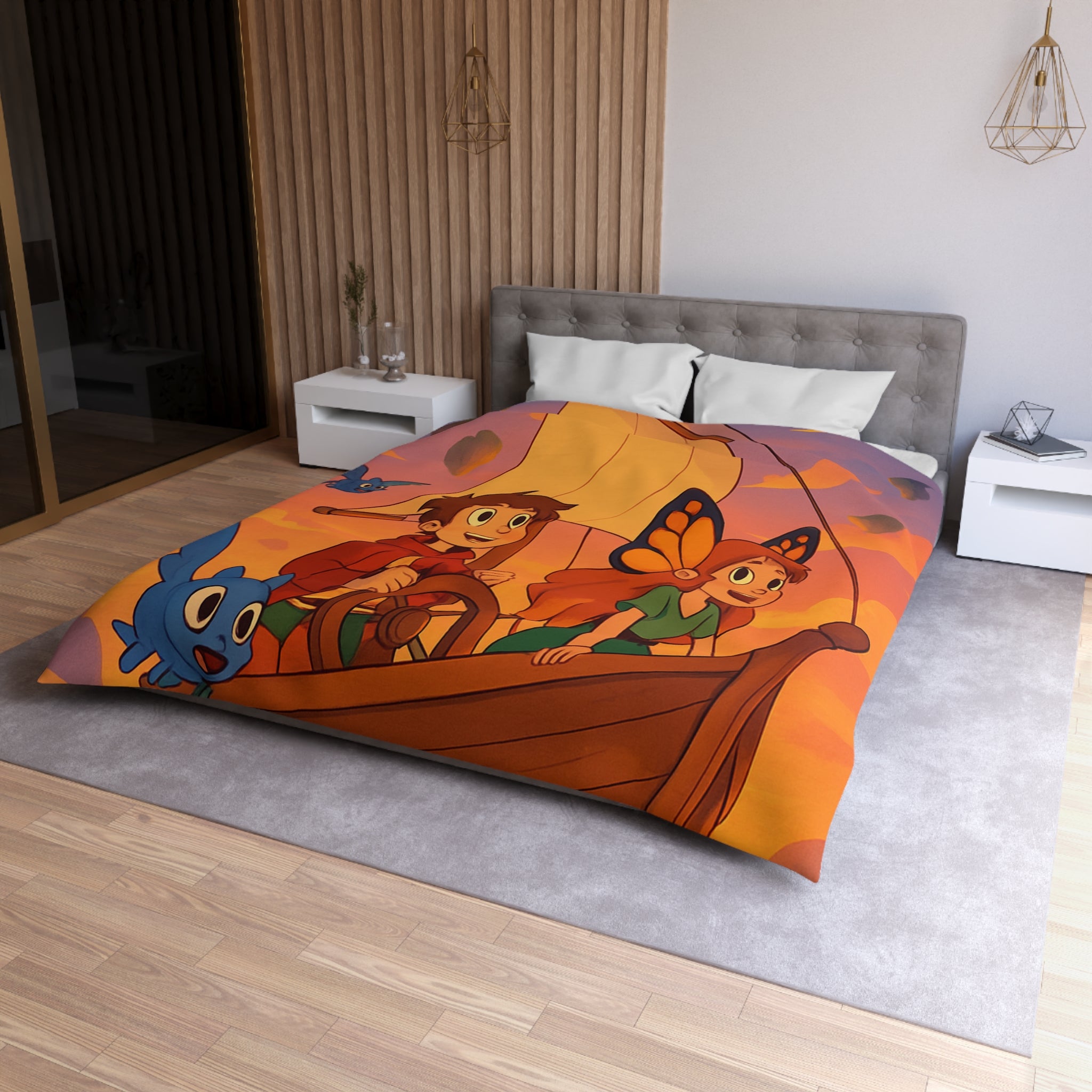 Housse de Couette Microfibre Design Artistique Moderne Décoration Chambre Confort Premium