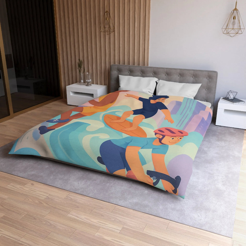 Housse de Couette Microfibre Art Graphique Contemporain Style Décoratif Chambre Tendance