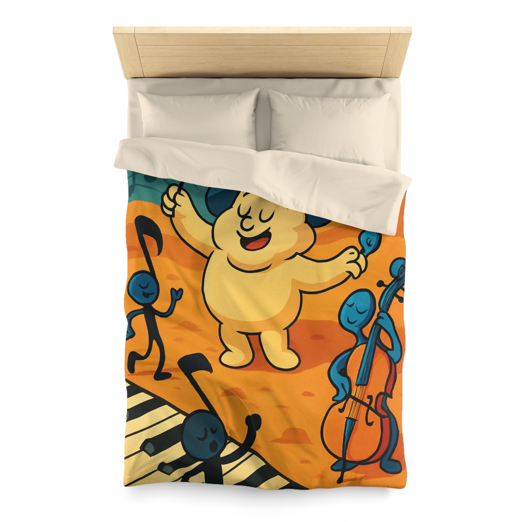 Housse de Couette Musicale Enfantine avec Chef d'Orchestre et Musiciens Fantaisistes