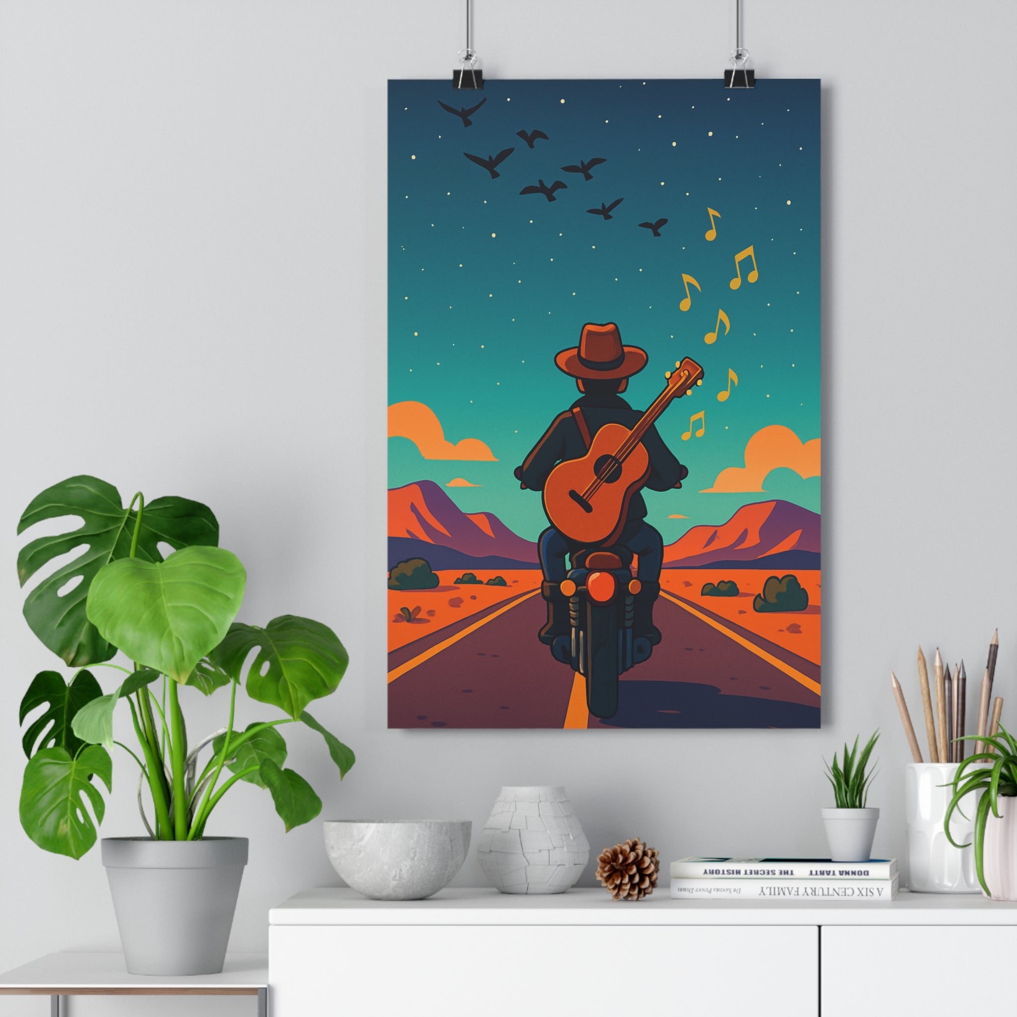 Poster décoratif cartoon bleu terreux aventure mélodie imaginaire salon chambre poétique captivant qualité qualité