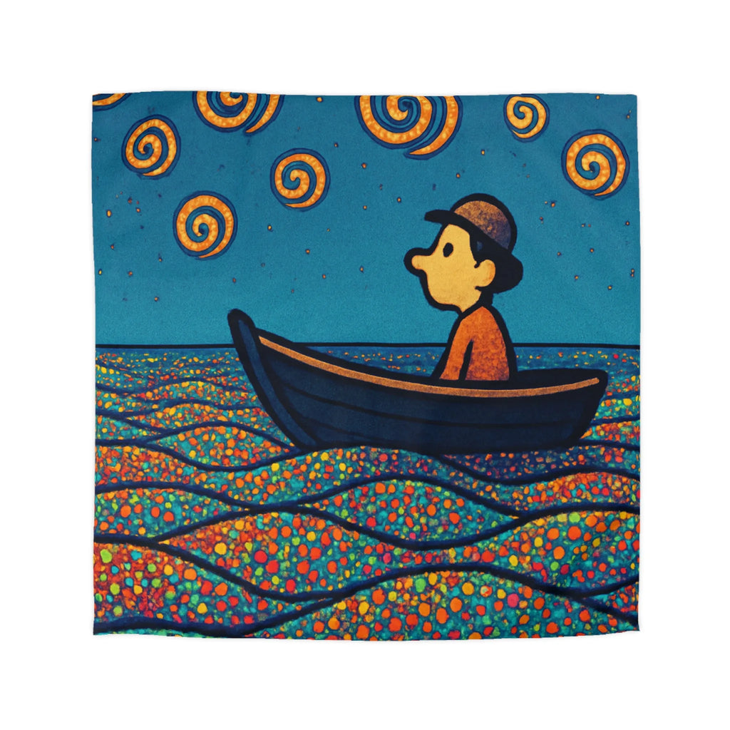 Housse de couette artistique avec motifs oniriques de mer et ciel étoilé