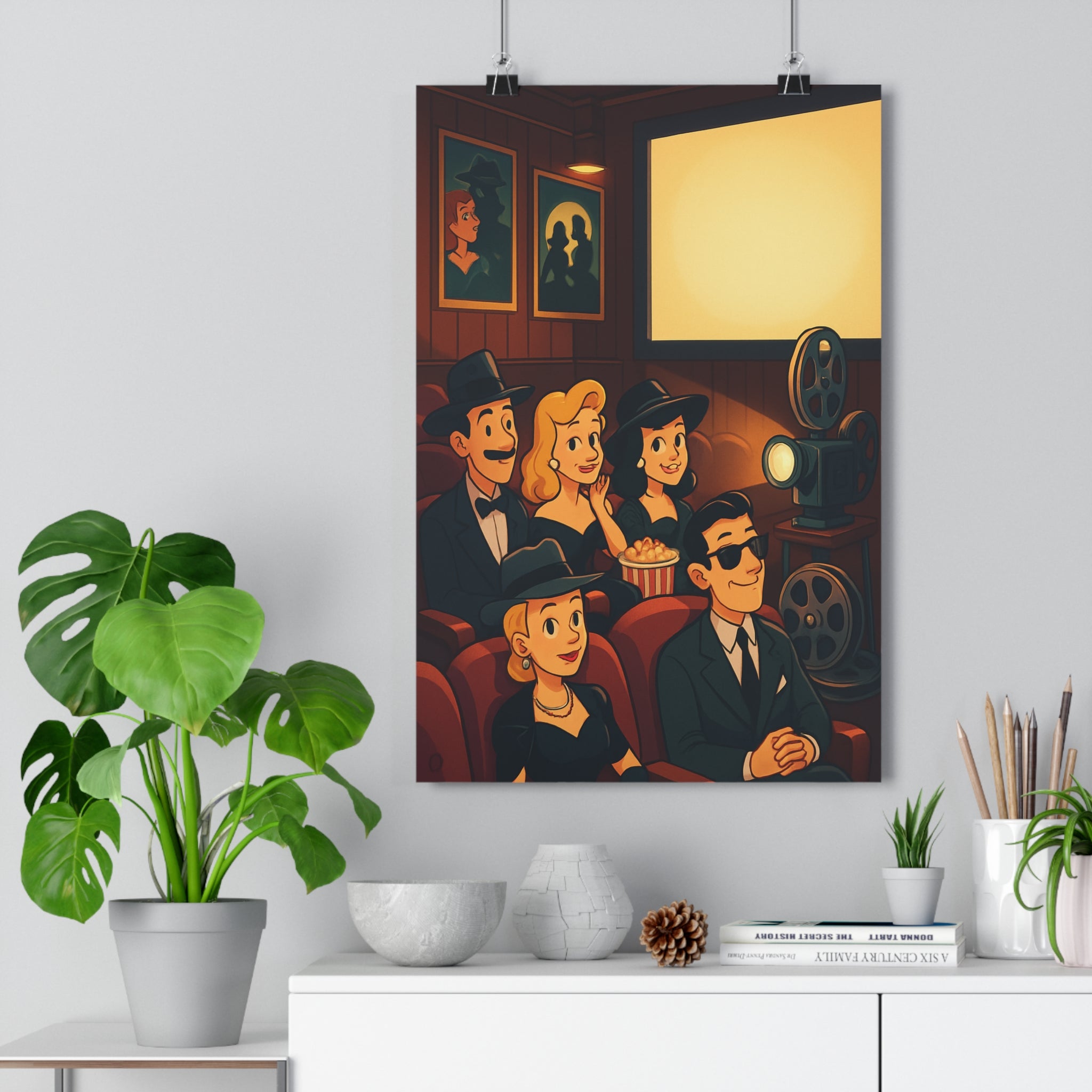 Poster décoratif rétro cinéma vintage nostalgique chaleureux salon chambre élégant classique noir blanc couleurs