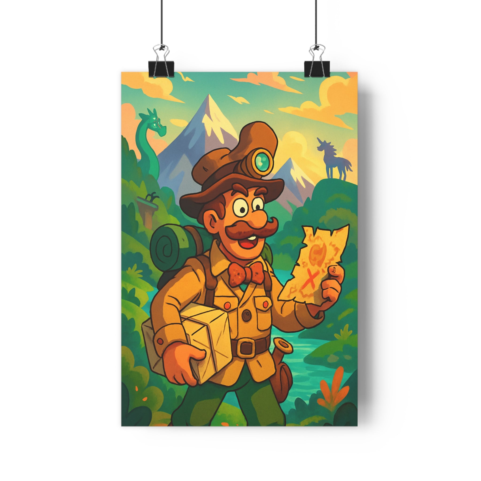 Poster décoratif aventure magique animé terreux explorateur paysage fantastique chambre enfant mystère vibrant unique