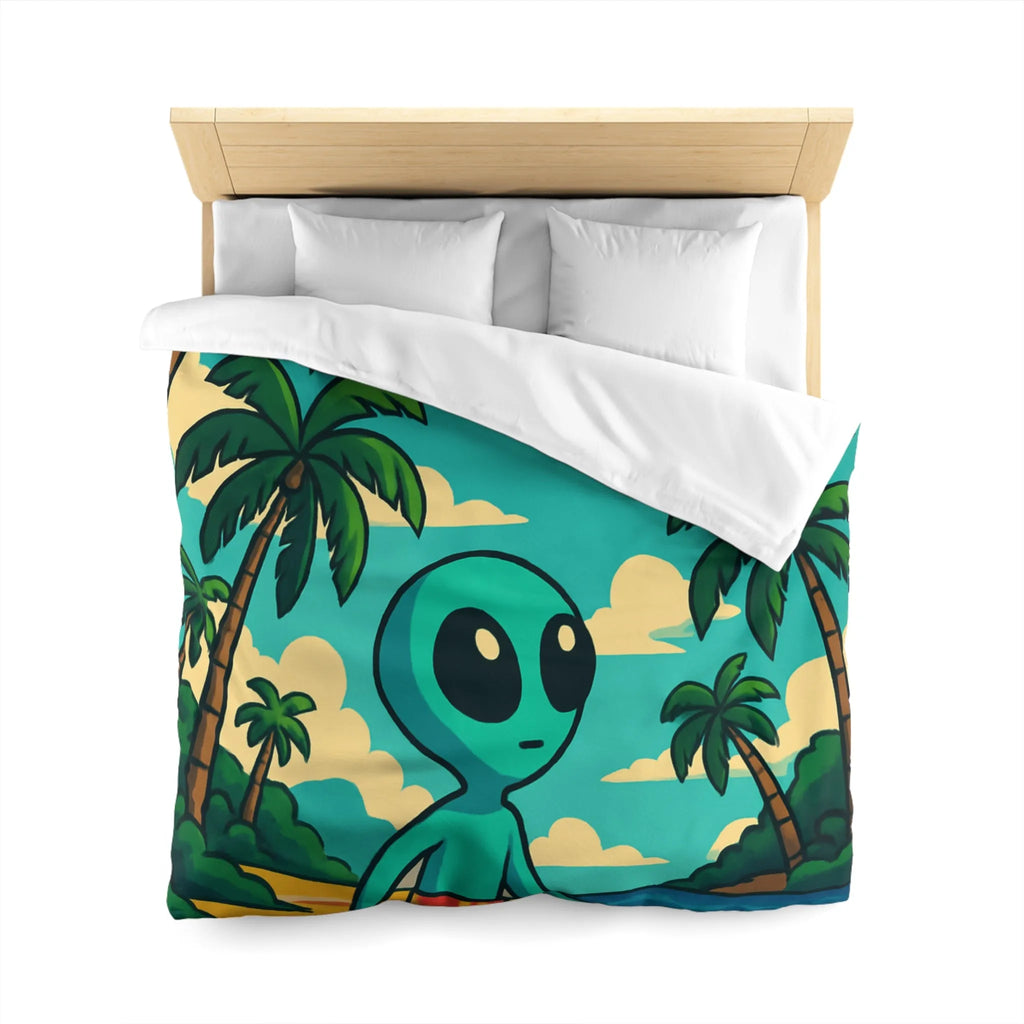 Housse de Couette Enfant Alien Plage Tropicale Planète Saturée Rêveur Ciel Imagination