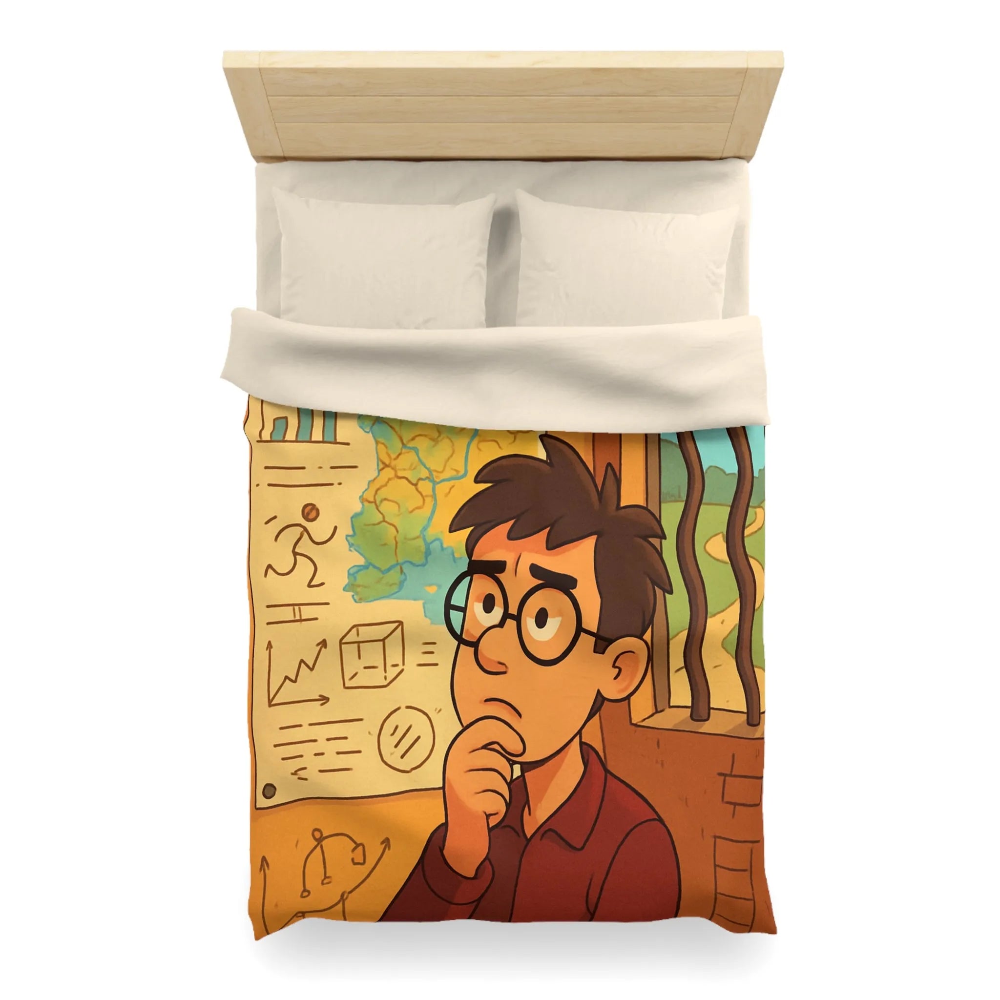 Explorez Une Housse de Couette Inspirée de Cartes et Graphiques pour Esprit Curieux