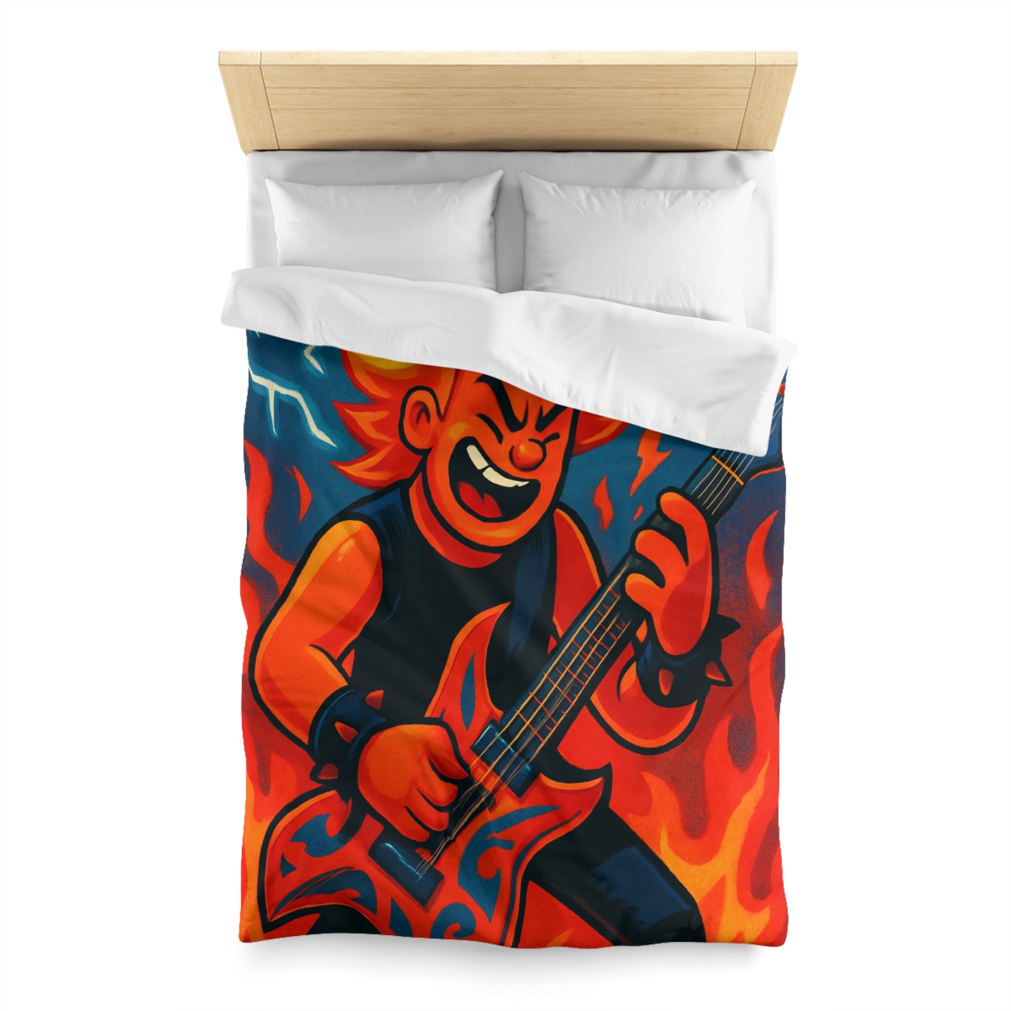 Housse de couette rock flamboyant avec guitare et éclairs pour déco vibrante